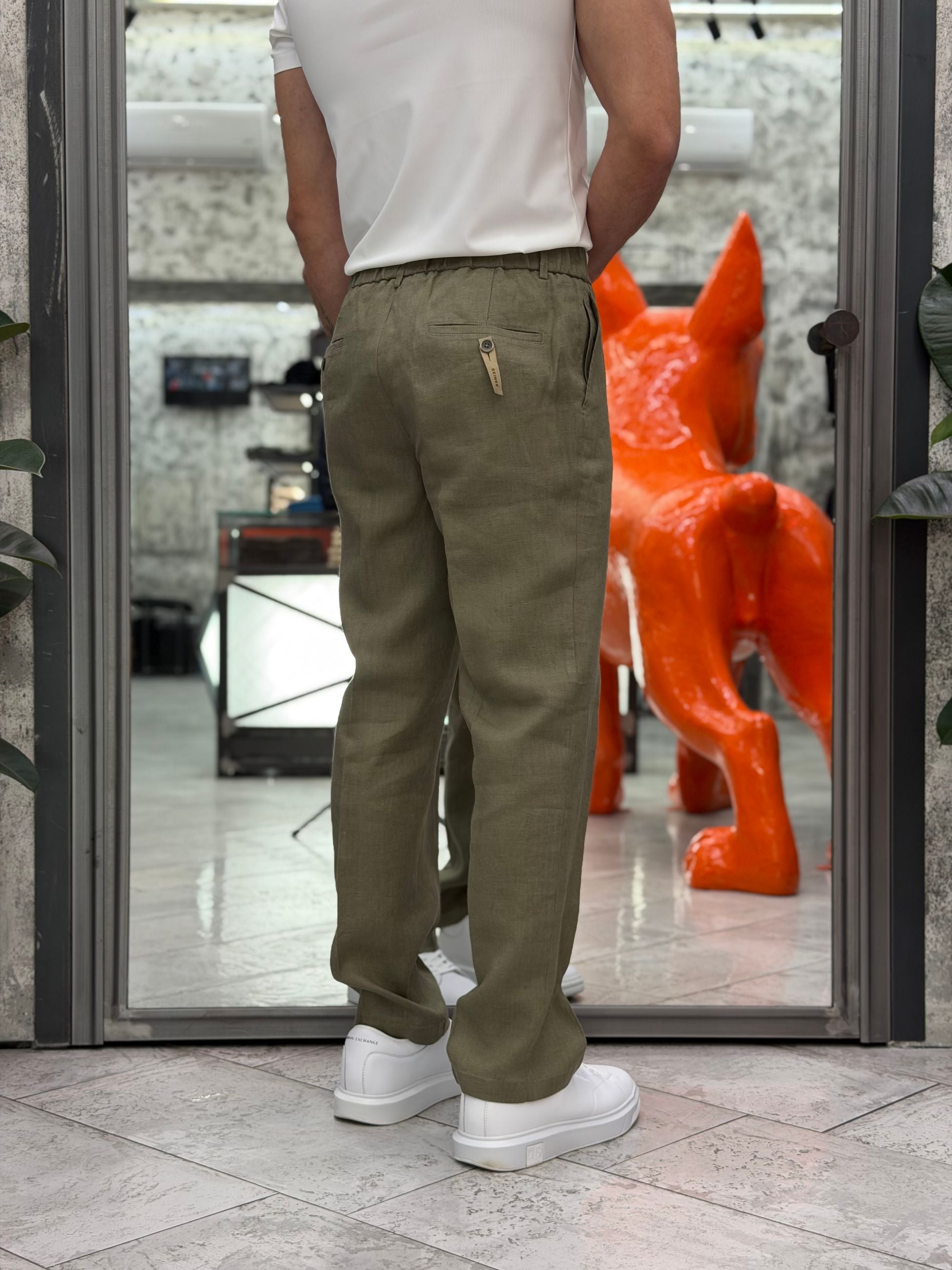 PANTALONE IN 100% LINO TASCA AMERICA CON COULISSE IN VITA - REGULAR FIT PSE1502SS.MIL