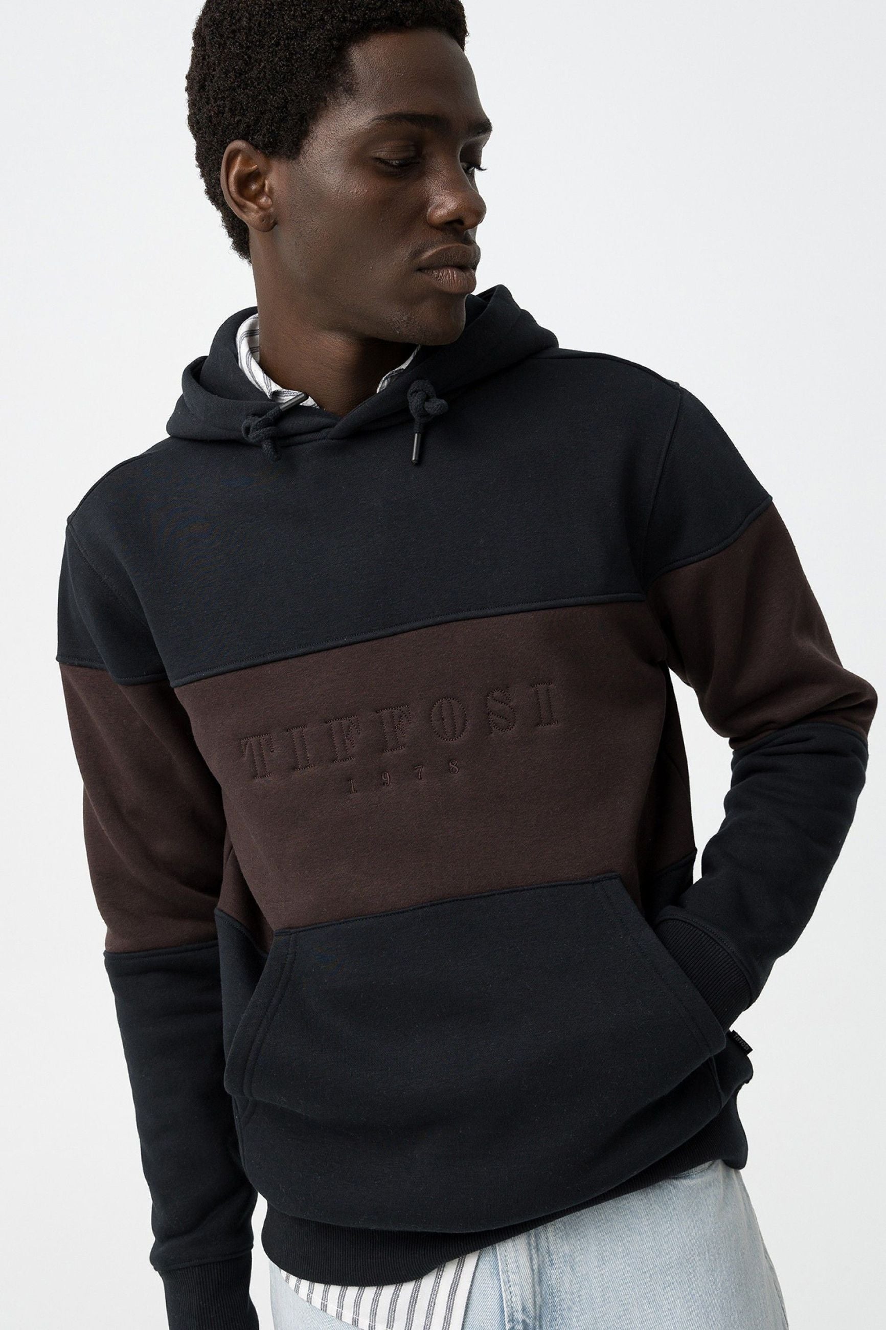 FELPA DASH CON CAPPUCCIO A RIGHE ORIZZONTALI CON LOGO TONO SU TONO - COMFORT FIT 10061824.BLU