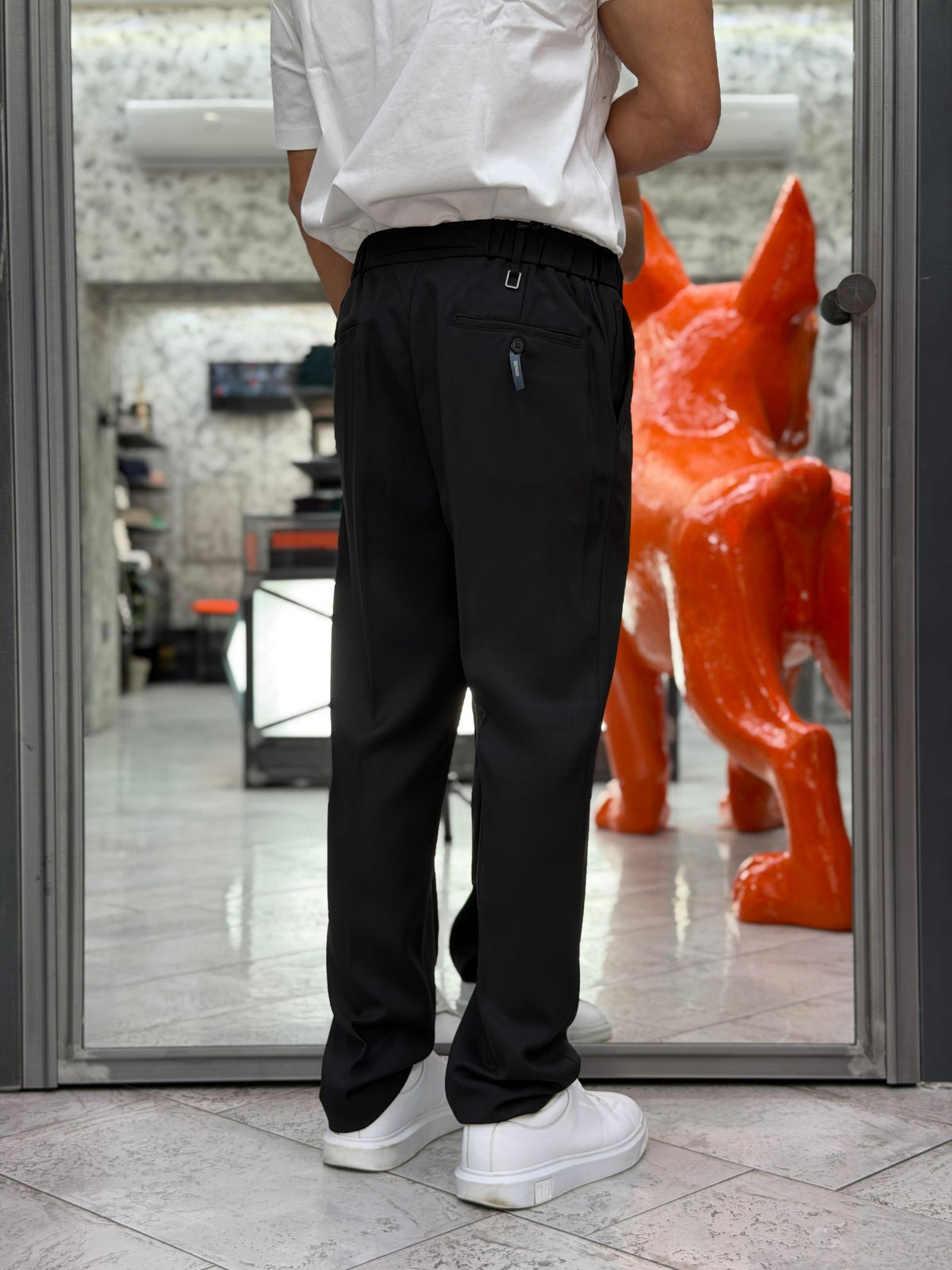 PANTALONE DA COMPLETO IN TESSUTO ELEGANTE CON PINCE ED ELASTICO SUL RETRO - REGULAR FIT PSI1571SS.NER