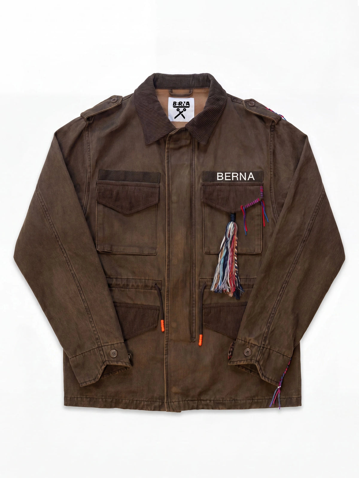 FIELD JACKET CERATA CON RICAMI E CONTROSPALLINA TON SUR TON ABBOTTONATA CON CUCITURE A CONTRASTO - REGULAR FIT M-262395