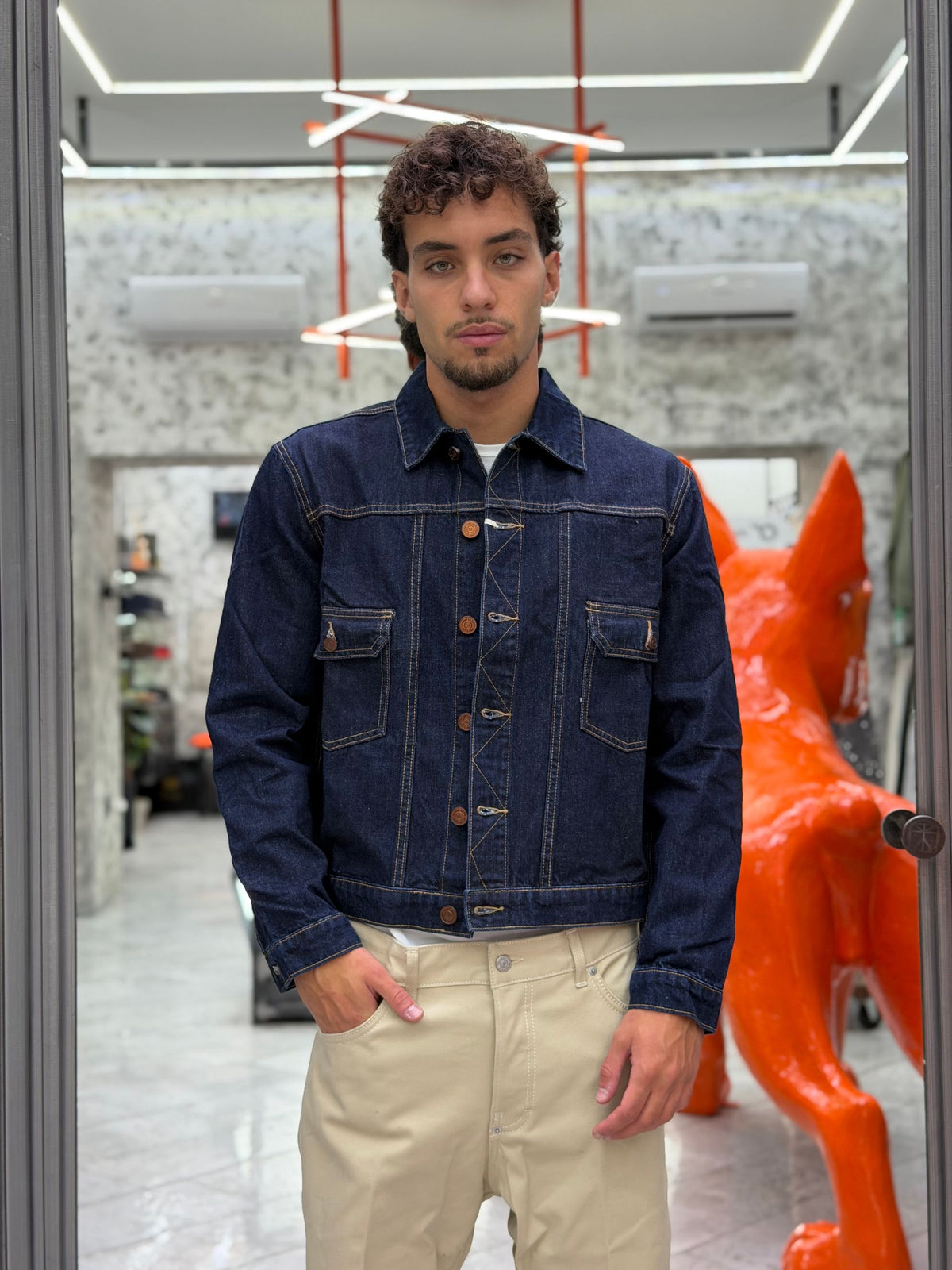 GIUBBINO IN JEANS DARK WASH CON TASCHINI - CROPPED FIT GL2550YH