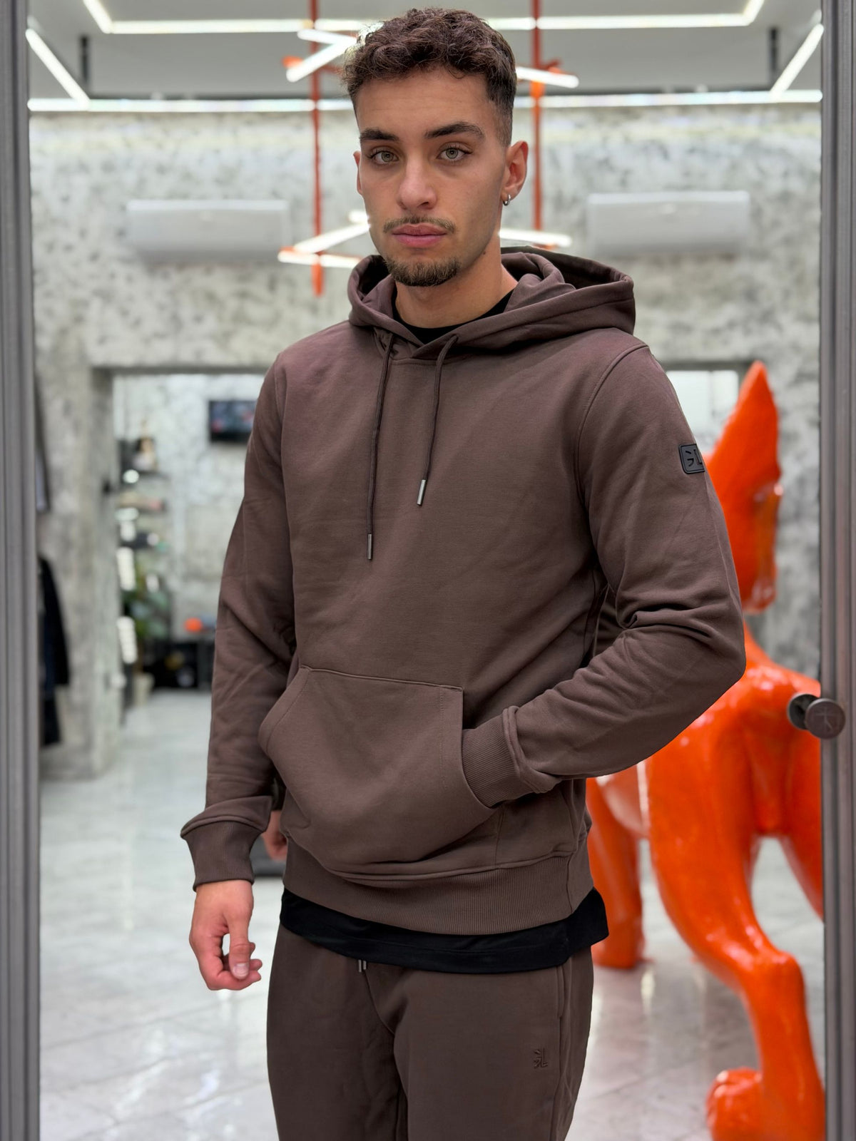 FELPA BASIC DA COMPLETO CON CAPPUCCIO E TASCONE FRONTALE - REGULAR FIT GL2242F-F26.COF