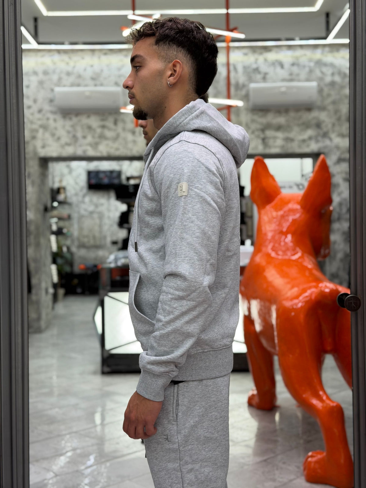FELPA APERTA CON ZIP E CAPPUCCIO  - REGULAR FIT GL2243F-F26.GRI