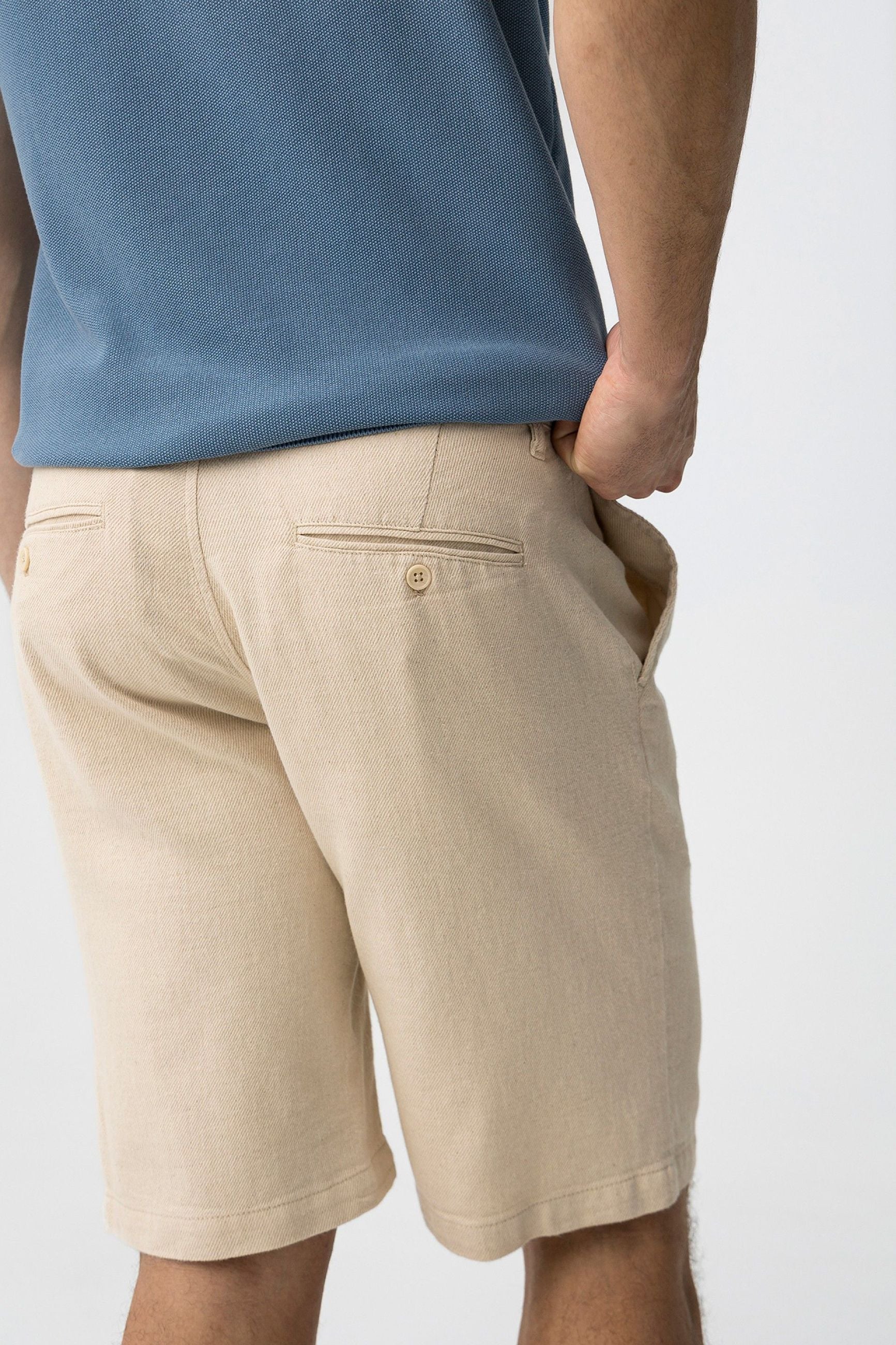 BERMUDA HUDSON IN MISTO LINO/COTONE - REGULAR FIT 10064834.BEI