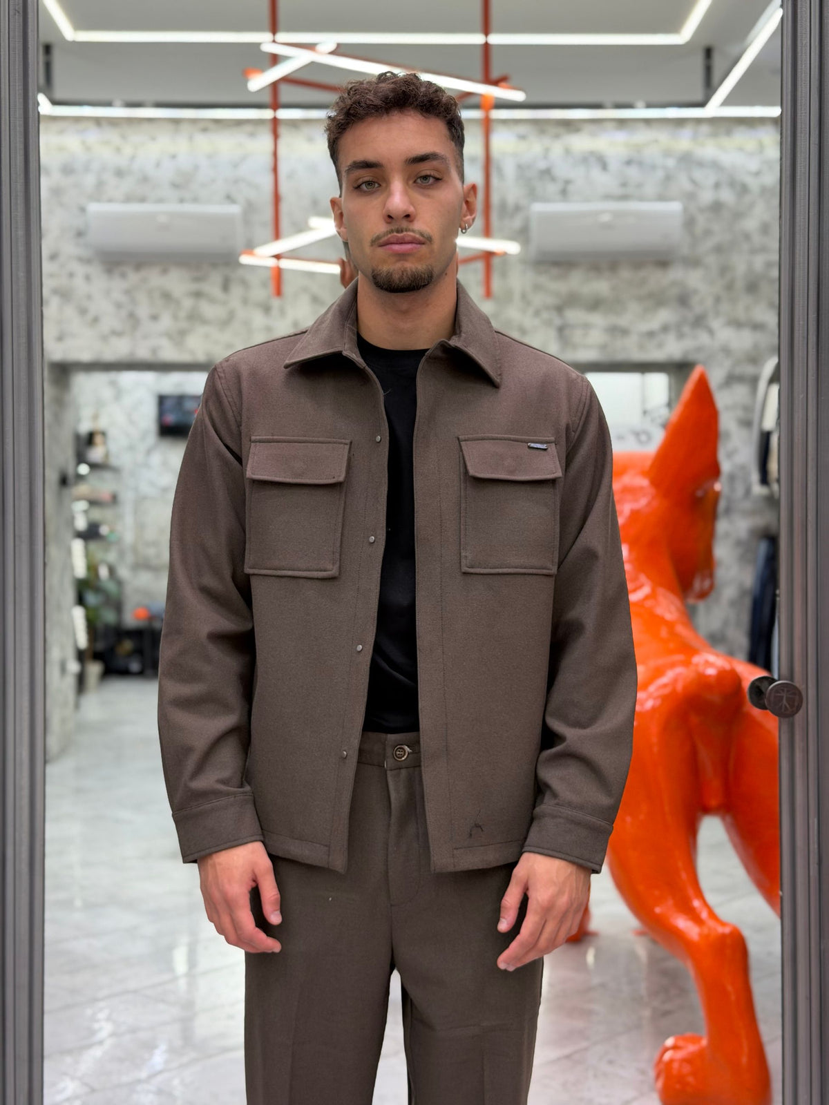 OVERSHIRT DA COMPLETO CON TASCHE E BOTTONI AUTOMATICI A SCOMPARSA - REGULAR FIT GL9851.COF