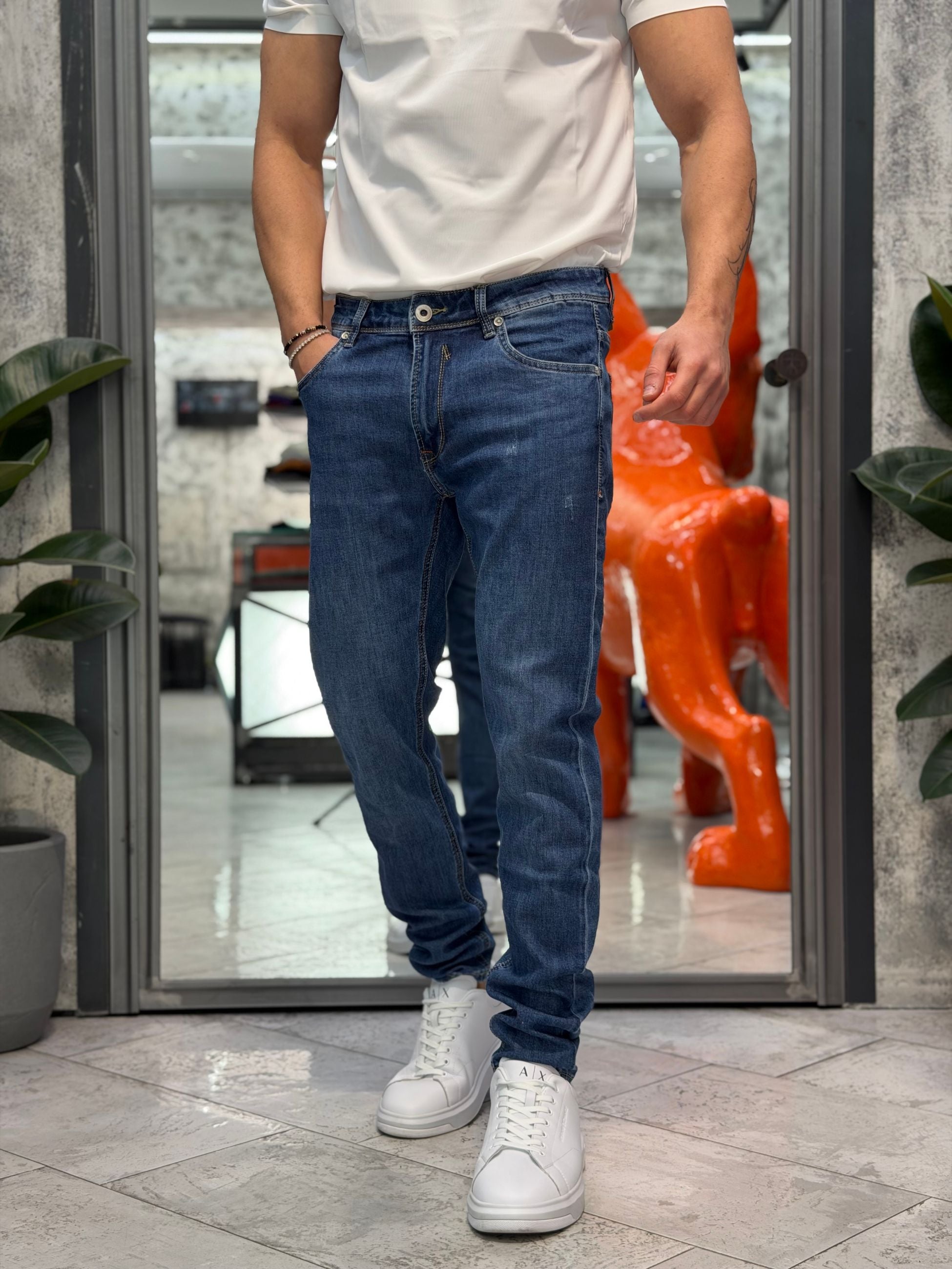 JEANS BRUCE 5 TASCHE DARK WASH IN TELA ELASTICIZZATA - REGULAR SLIM FIT GL6261Q-S26