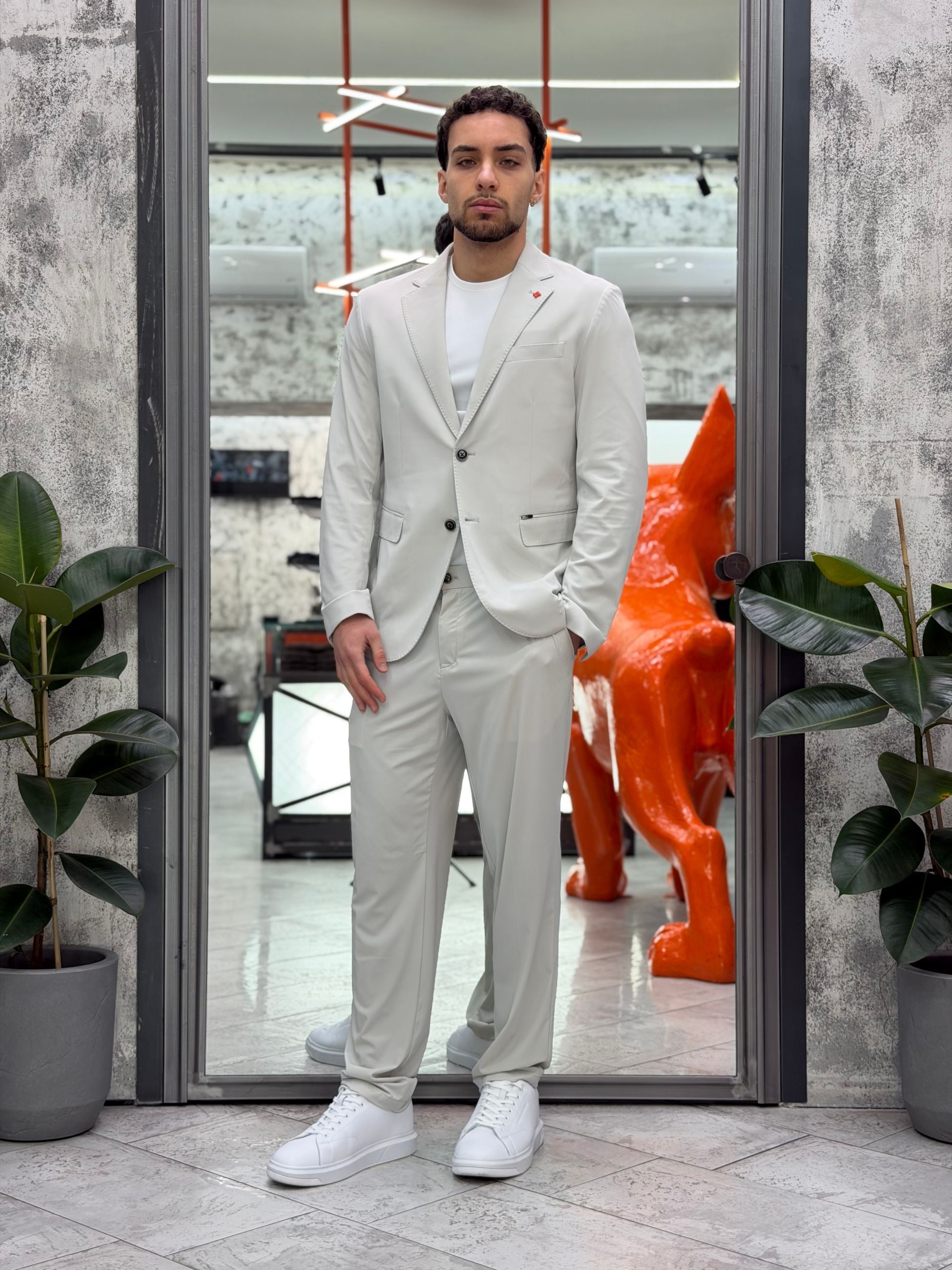 PANTALONE DA COMPLETO TASCA AMERICA IN TESSUTO TECNICO ELASTICIZZATO CON COULISSE IN VITA - REGULAR FIT GL3012TR.GHI