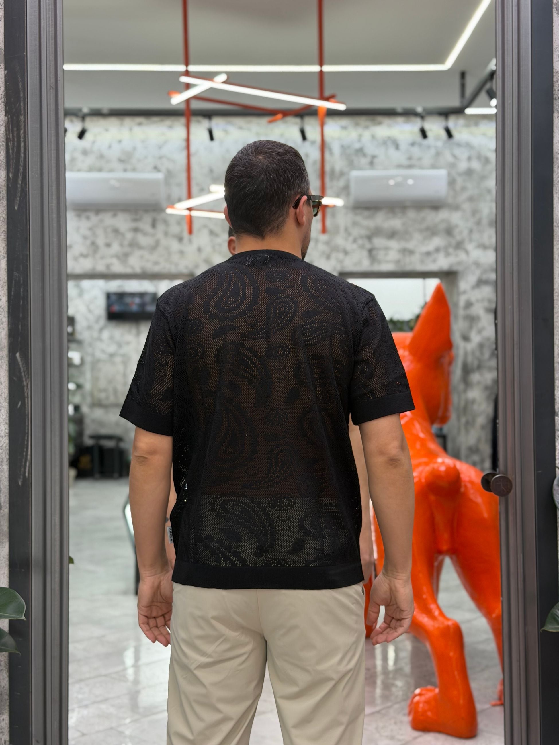 T-SHIRT CROCHET IN MISTO COTONE FANTASIA PAISLEY - REGULAR FIT M-261017.NER