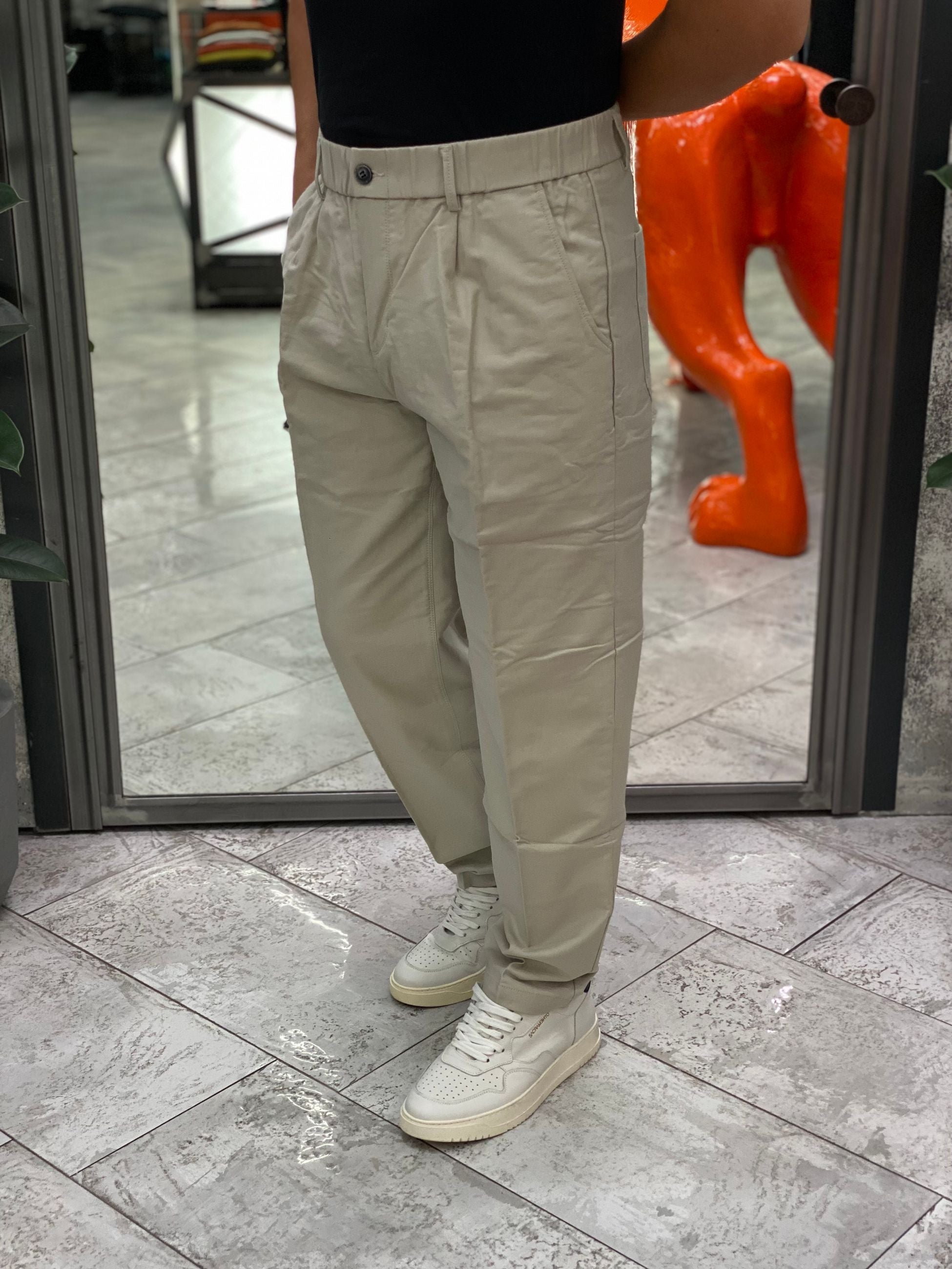 PANTALACCIO CON CHIUSURA BOTTONE E TASCA AMERICA - RELAXED FIT GL5203BD.ICE