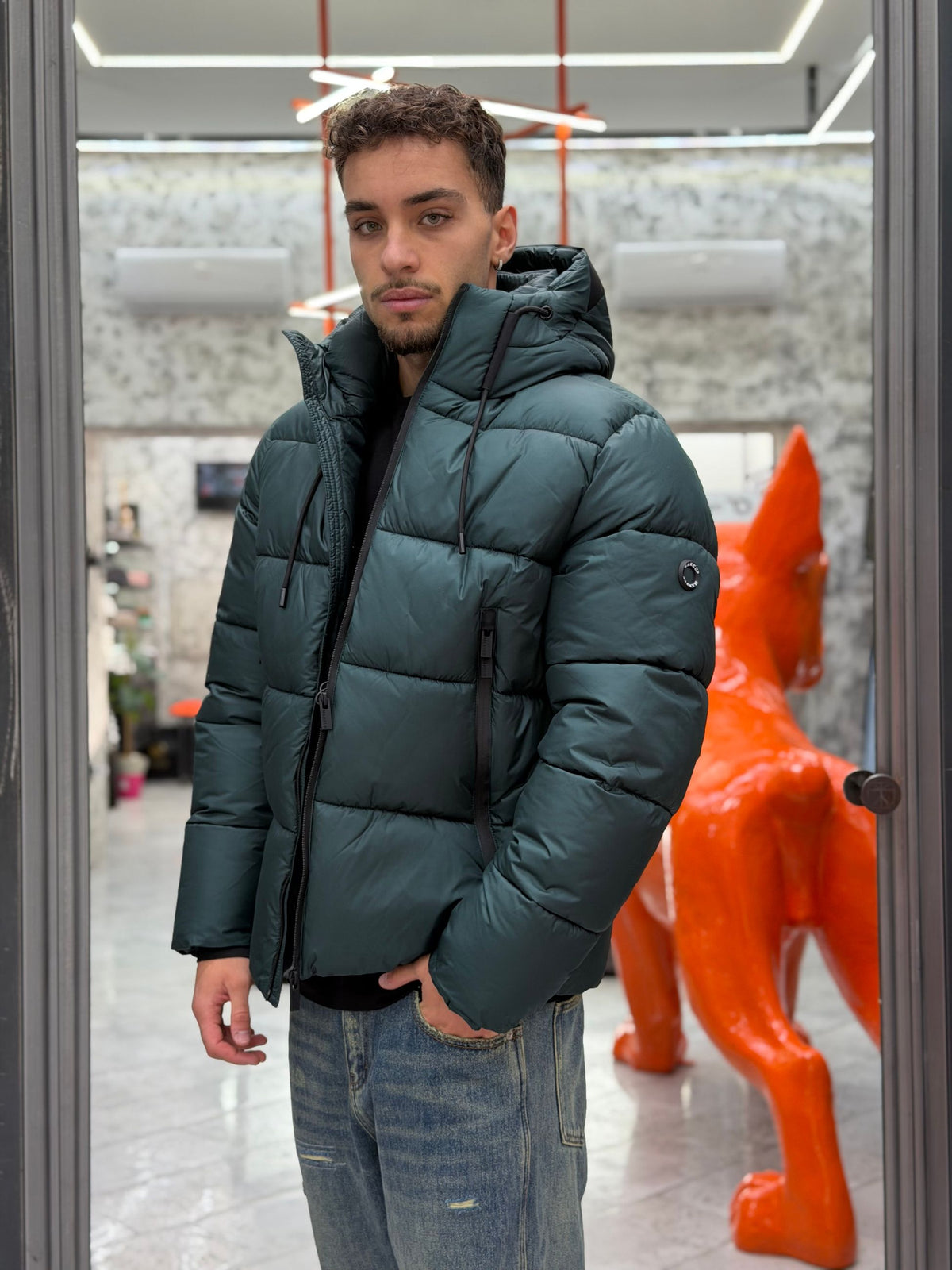 GIUBBINO PUFFER CORTO IN MICROFIBRA STRETCH - REGULAR FIT MK2940053.BOS