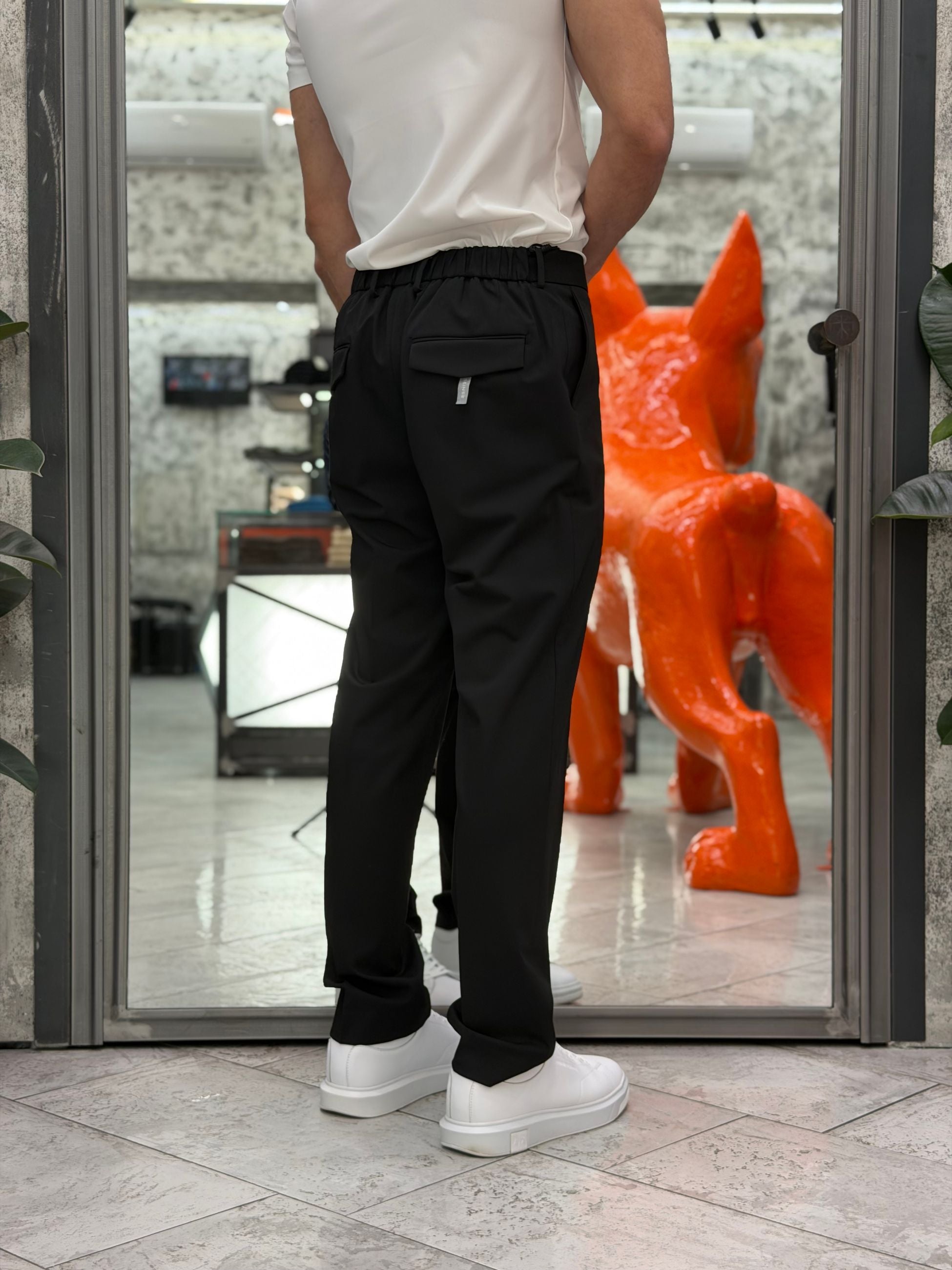 PANTALONE TASCA AMERICA CON COULISSE IN VITA IN TESSUTO ELEGANTE - REGULAR FIT PSE1506SS.NER