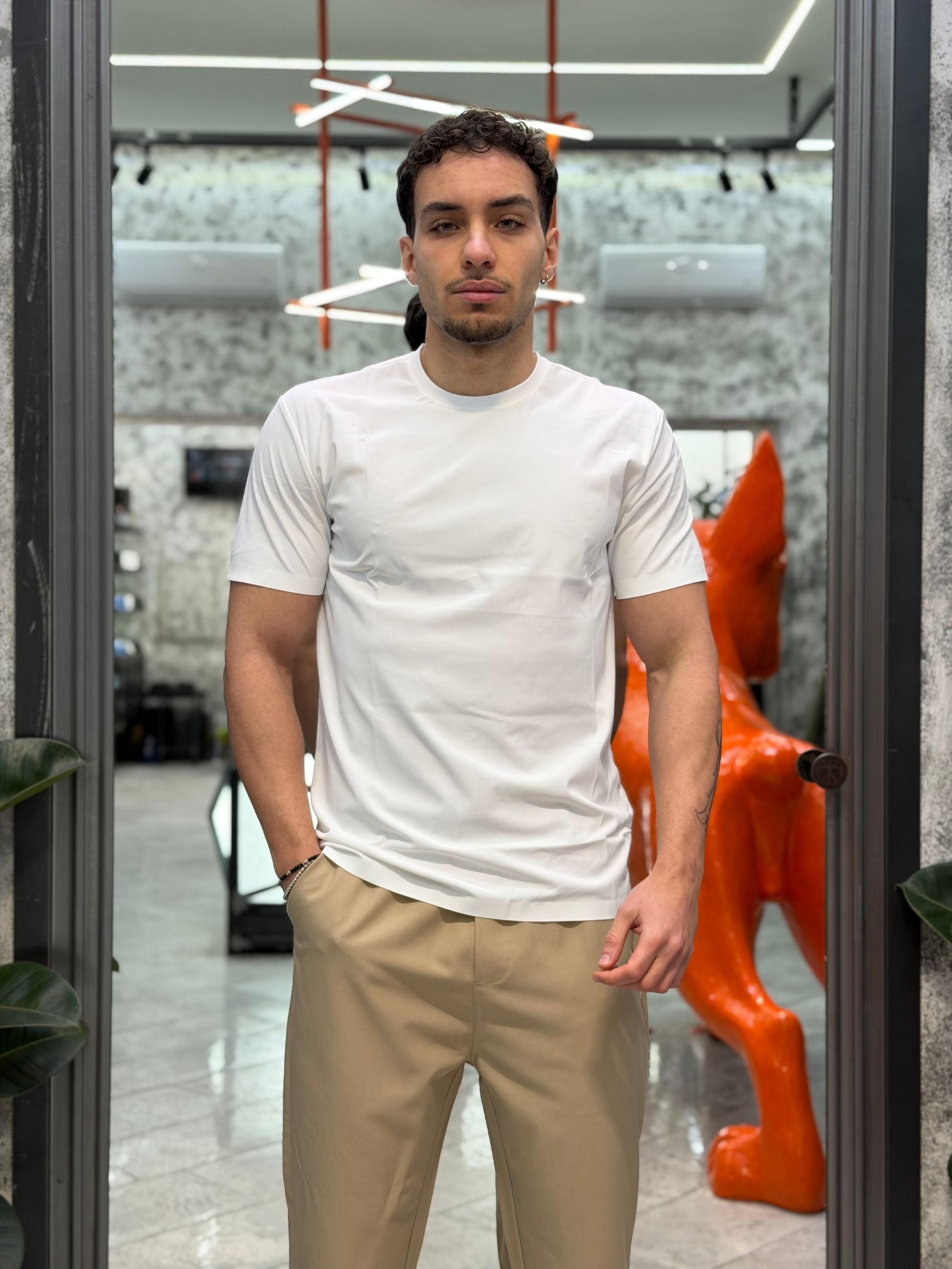 T-SHIRT BASIC IN TESSUTO TECNICO NO STIRO - SLIM FIT GL1001TB-S26.BIA