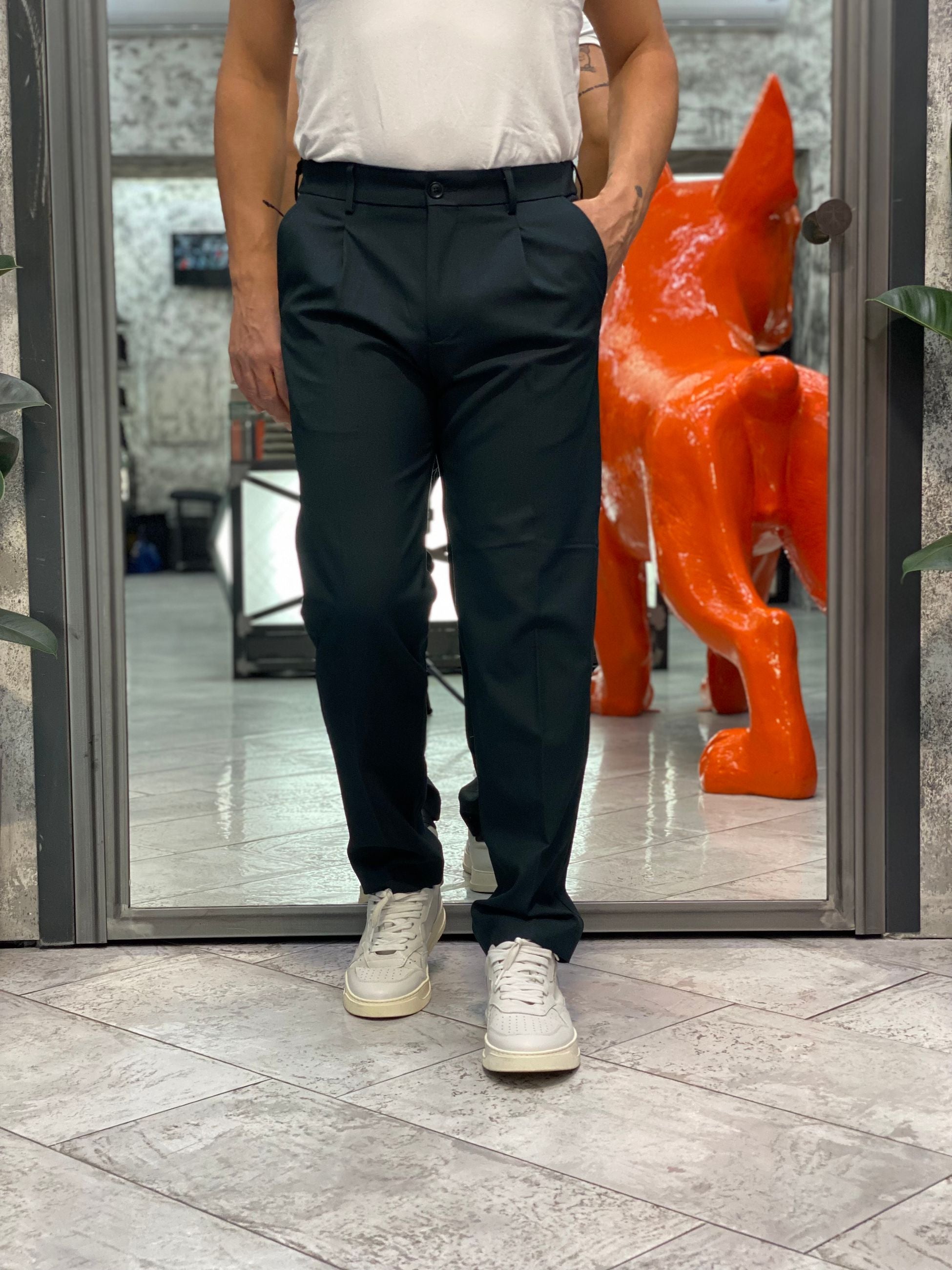 PANTALONE DA COMPLETO IN TESSUTO  ELASTICIZZATO CON PINCE E COULISSE IN VITA - REGULAR FIT PSI1450SS.FOR