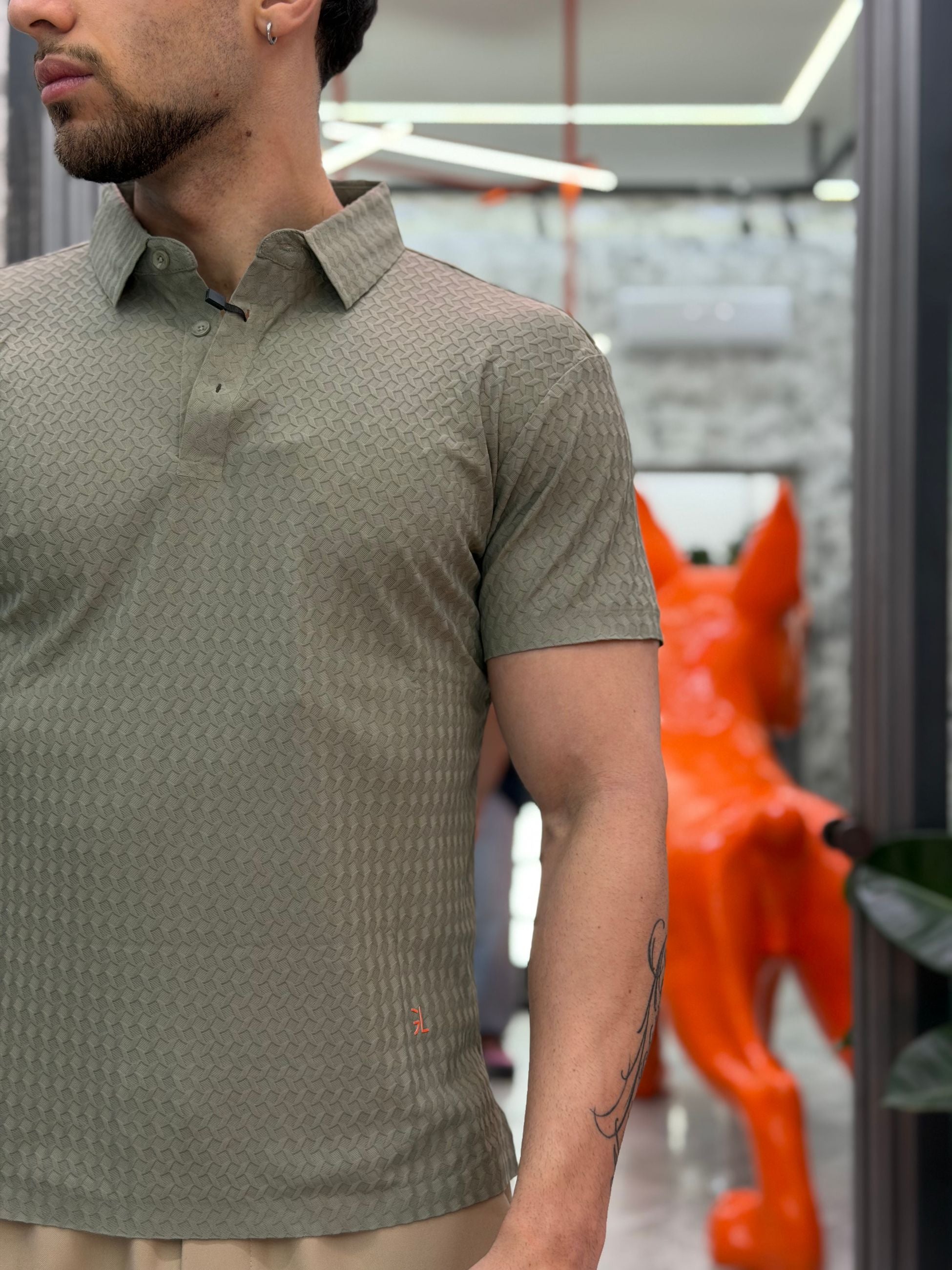 POLO MANICA CORTA IN TESSUTO TECNICO NO STIRO CON TRAMA - SLIM FIT GL1035TB.VMIL