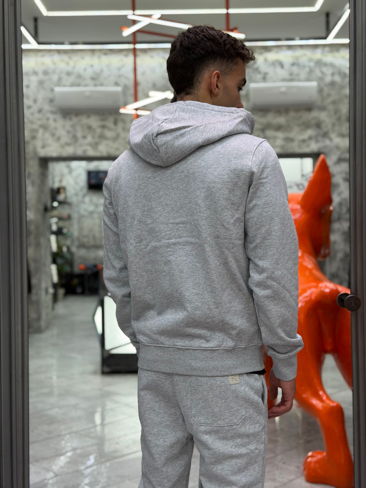 FELPA APERTA CON ZIP E CAPPUCCIO  - REGULAR FIT GL2243F-F26.GRI