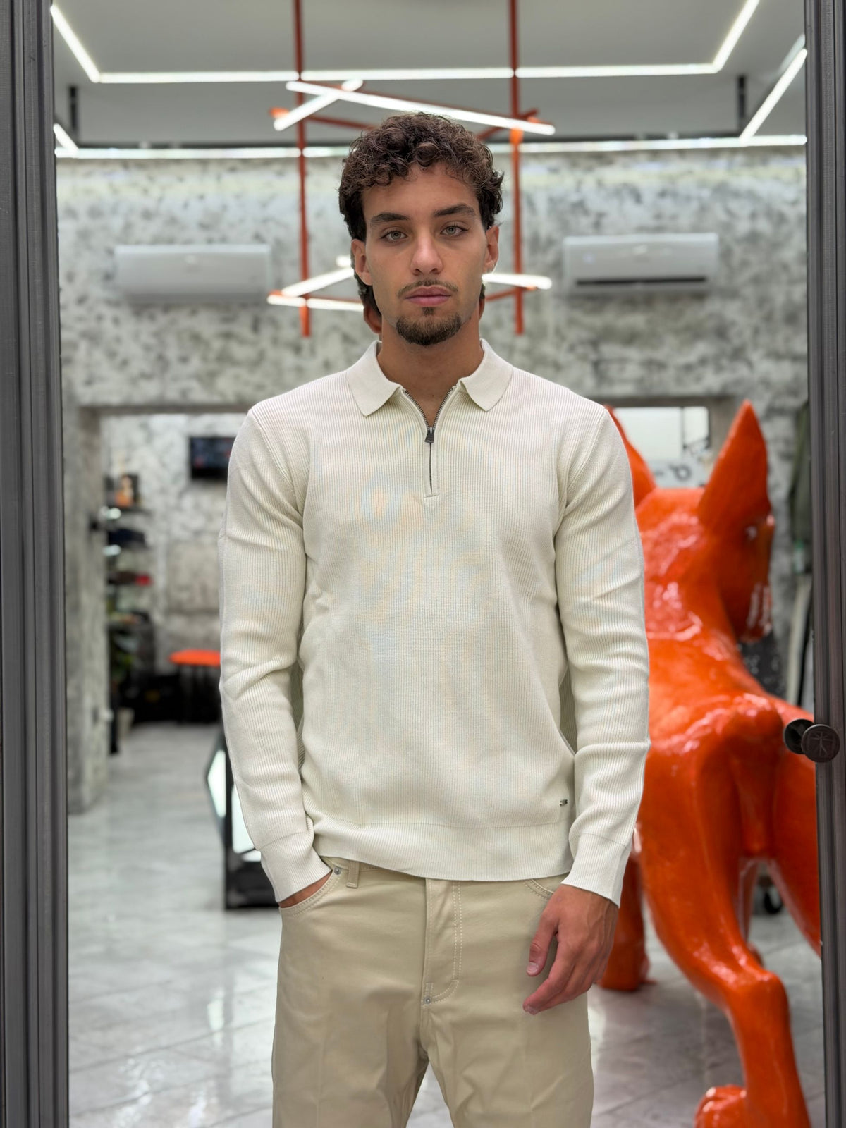 POLO MEZZA ZIP A COSTA INGLESE IN MISTO VISCOSA - REGULAR FIT GL35133GZ-F26.PAN