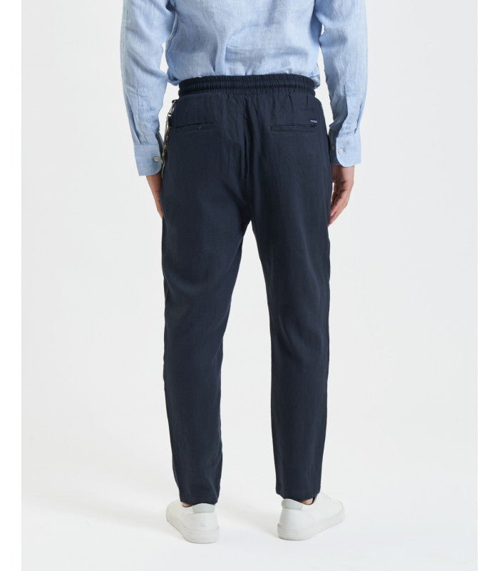 PANTALACCIO IN 100% LINO CON ACCESSORIO CATENA REMOVIBILE - REGULAR FIT FJ3270-S25.BLU