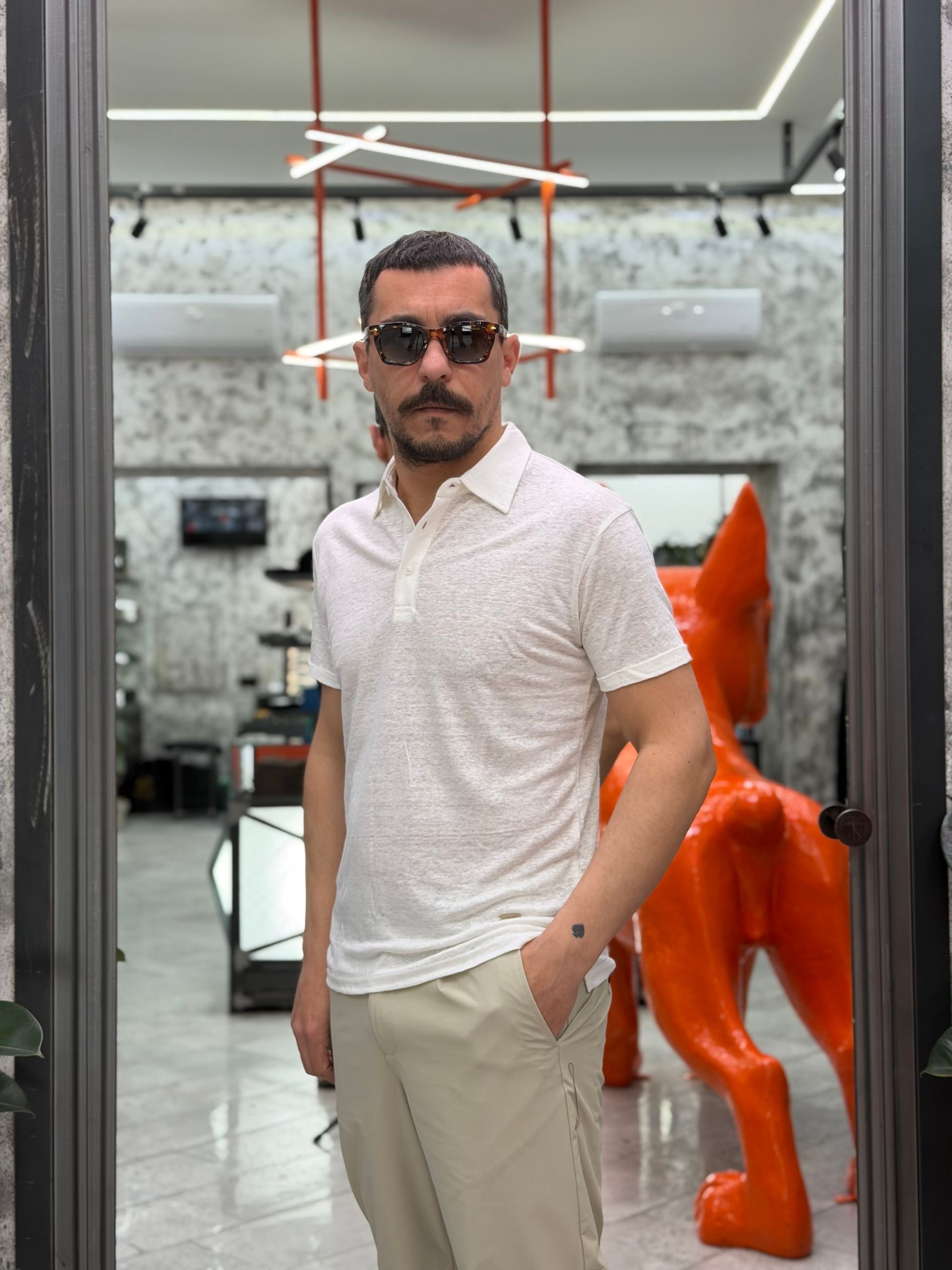 POLO 3 BOTTONI IN 100% PURO LINO - REGULAR FIT GL1083F-S26.BIA