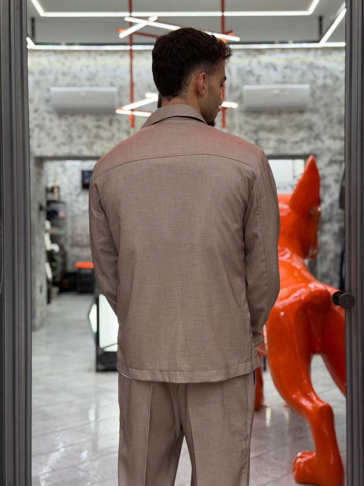 OVERJACKET DA COMPLETO IN TESSUTO ELEGANTE CON TRAPUNTA ALL'INTERNO E TASCHE A TOPPA - REGULAR FIT GBI1151SS.BEI