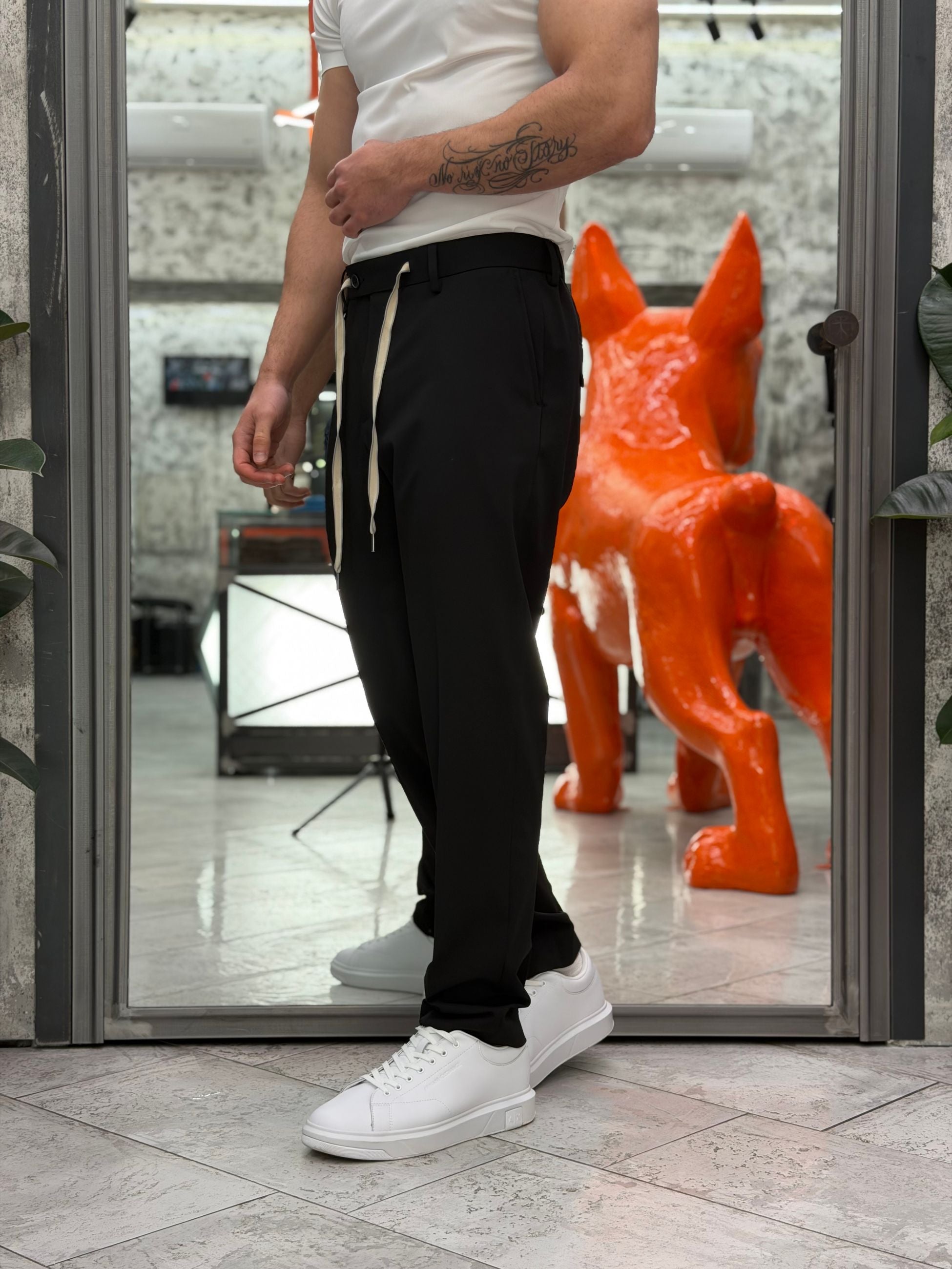 PANTALONE TASCA AMERICA CON COULISSE IN VITA IN TESSUTO ELEGANTE - REGULAR FIT PSE1506SS.NER