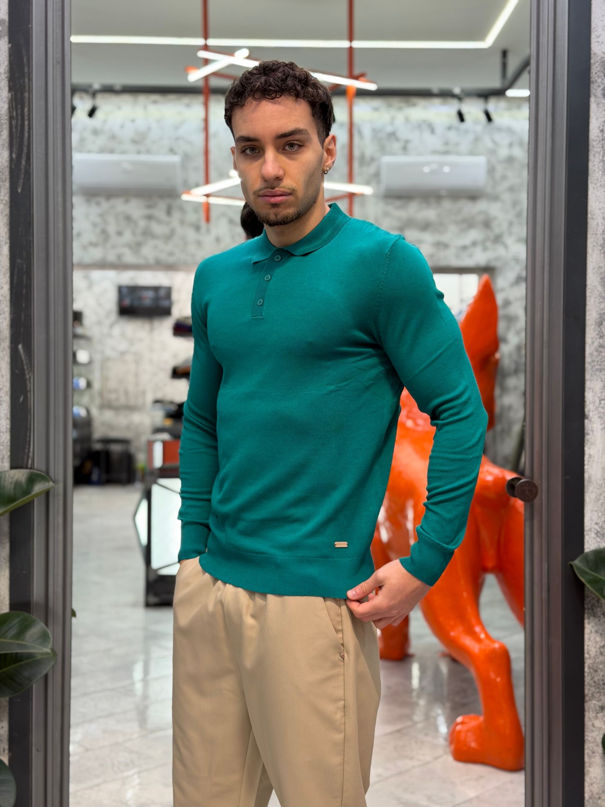 POLO IN FILO MANICA LUNGA 3 BOTTONI - REGULAR FIT GL33762-S26.SME