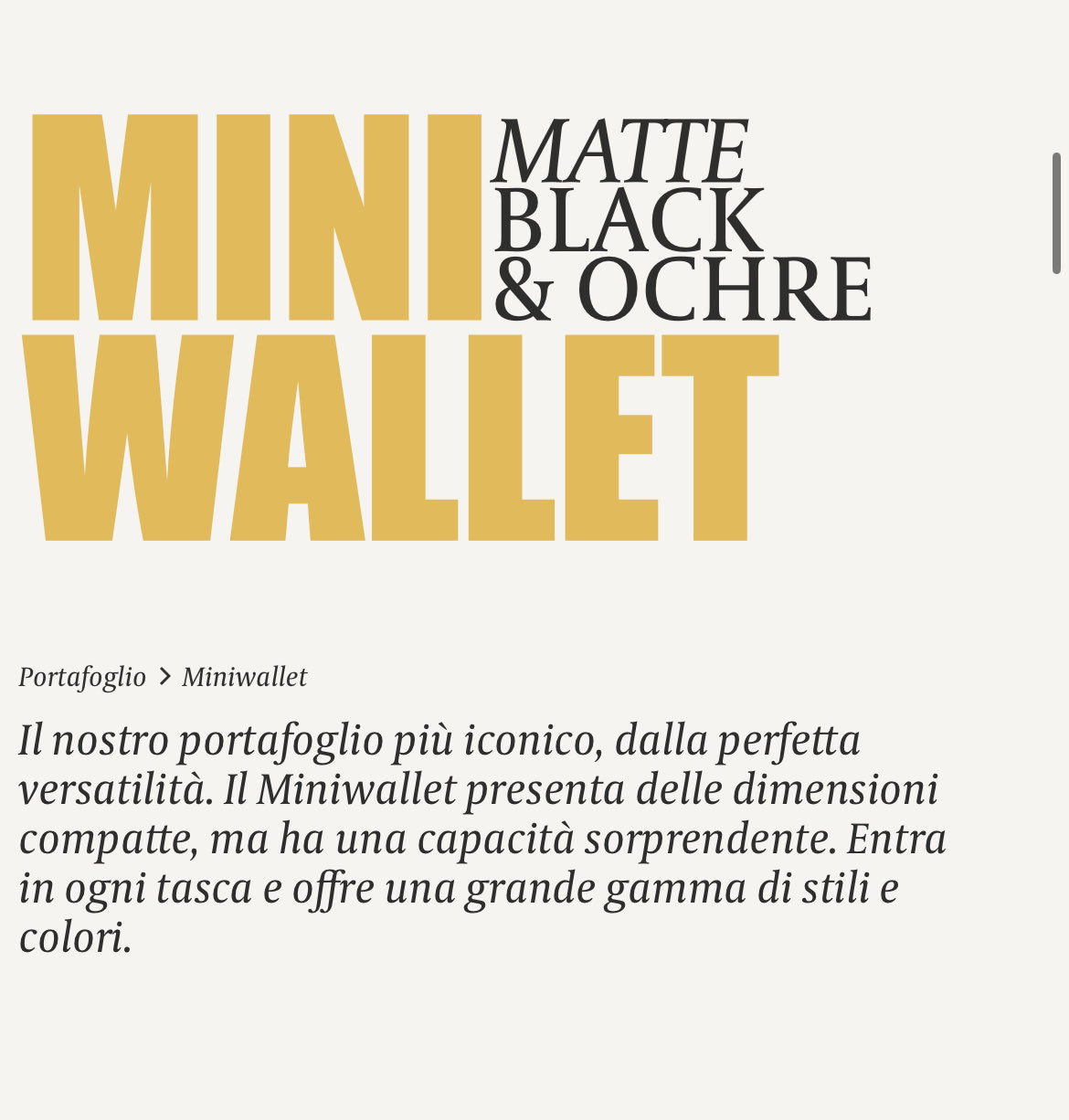 MINIWALLET PORTA CARTE E BANCONOTE IN MORBIDA PELLE OPACA CON CUCITURE IN CONTRASTO MM-BLACK&OCHRE
