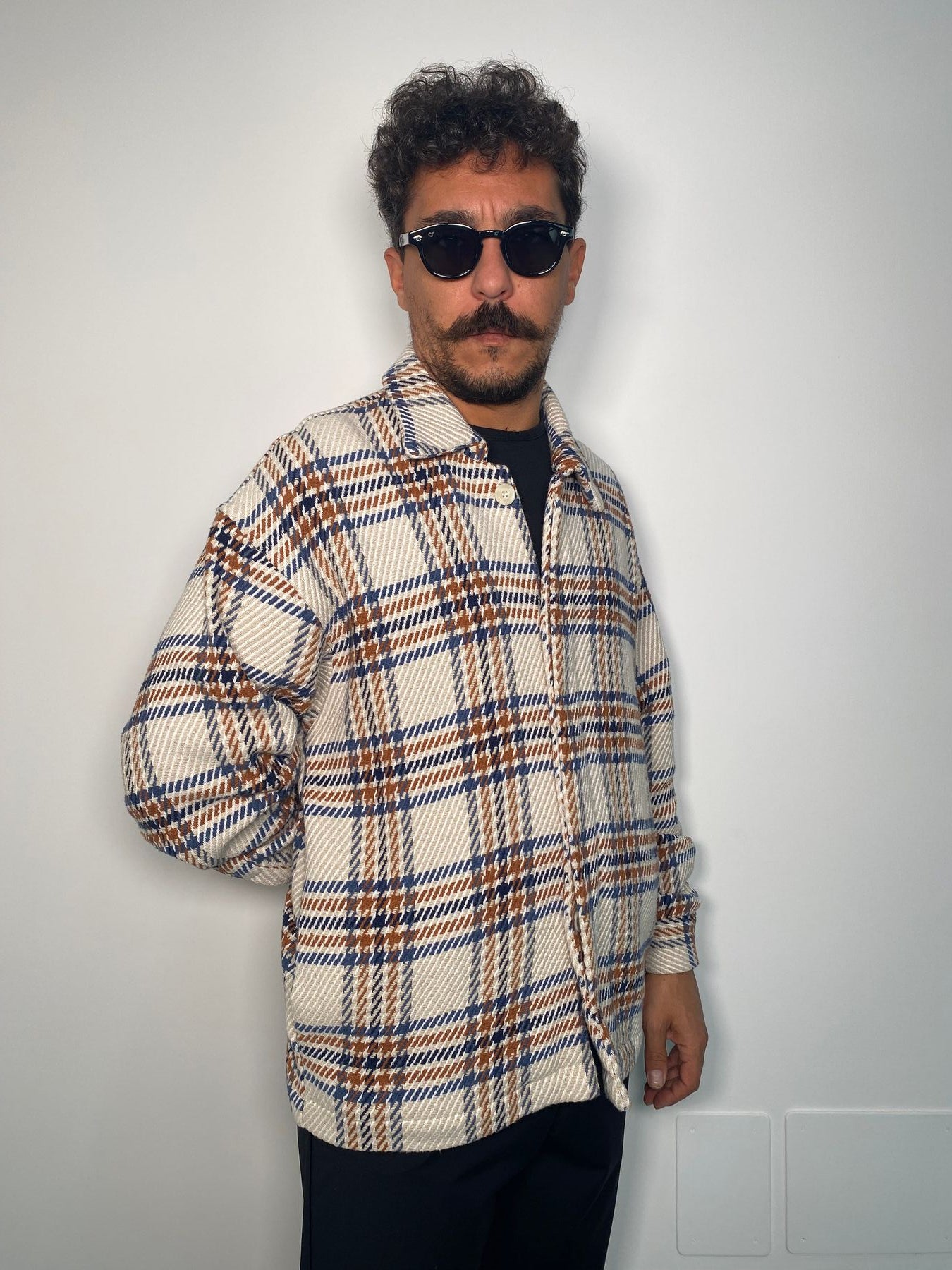 OVERSHIRT IN MISTO LANA CON TRAMA PRINCIPE DI GALLES - OVERSIZE FIT