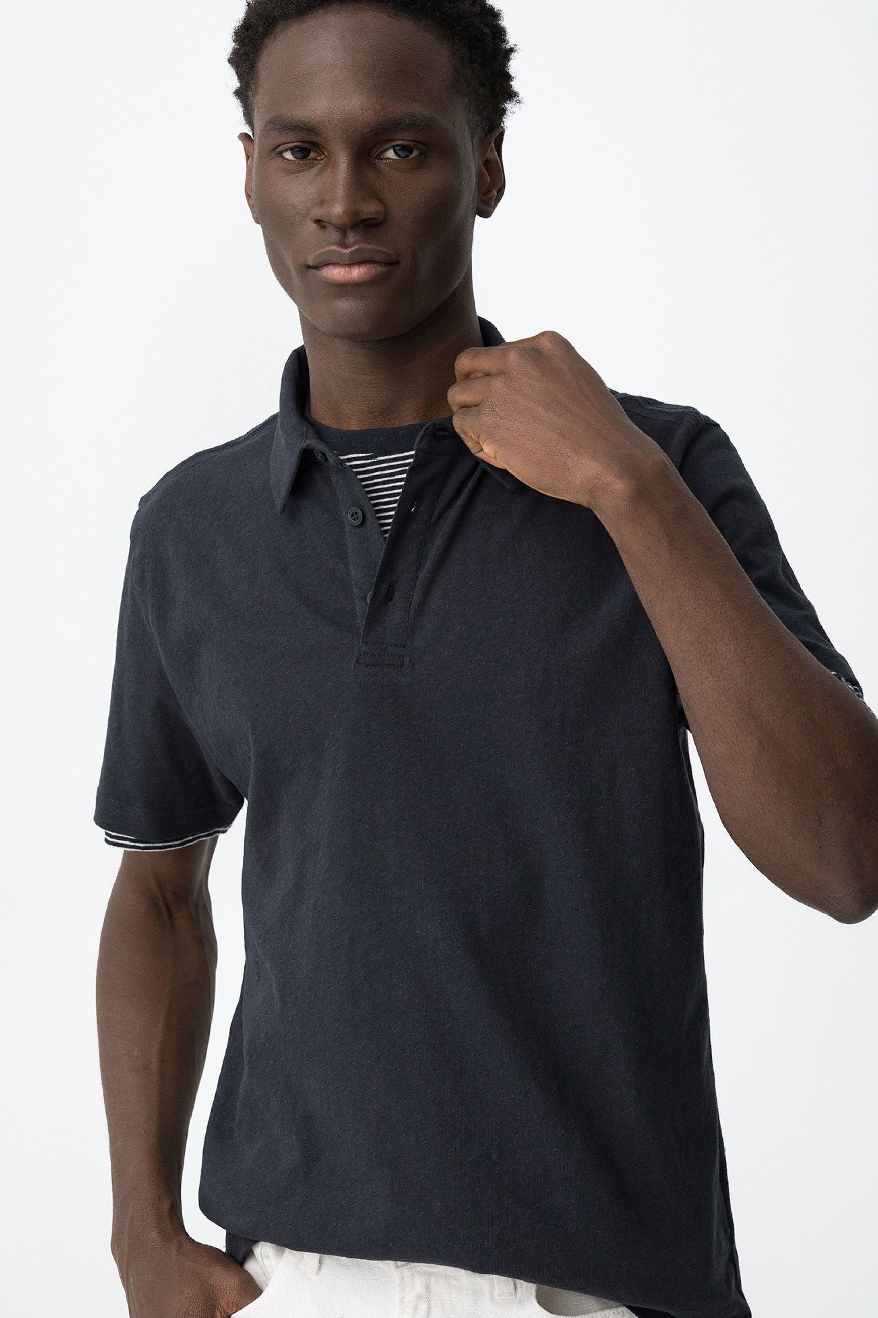 POLO FOREST IN MISTO LINO/COTONE - REGULAR FIT 10065753.BLU