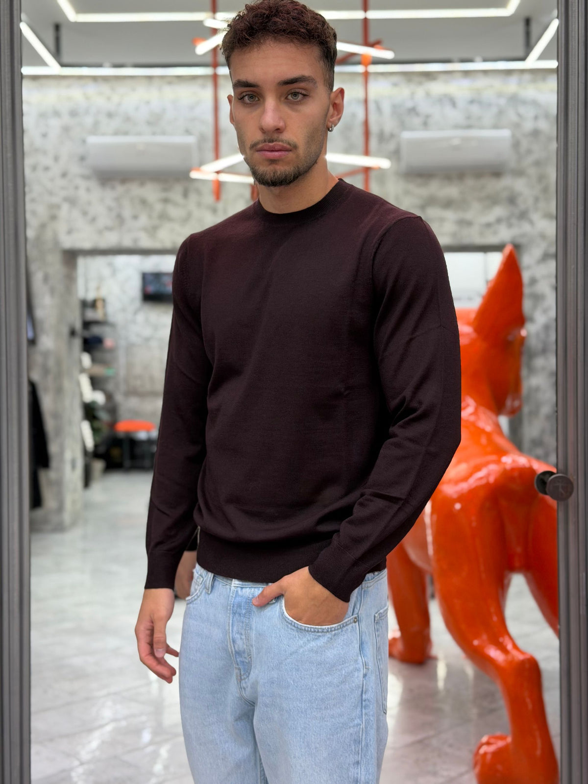 MAGLIA GIROCOLLO IN 100% LANA MERINO EXTRAFINE - REGULAR FIT MI3482SS.MEL