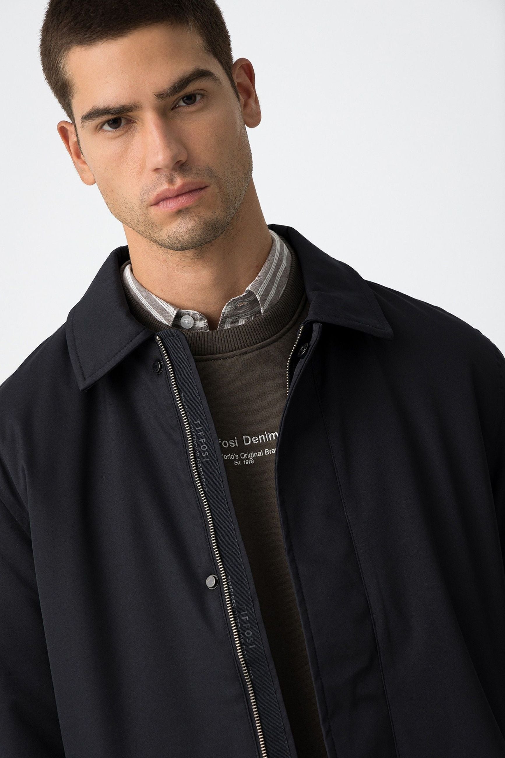 TRENCH PANAMA' ANTIPIOGGIA CON CHIUSURA ZIP E BOTTONI AUTOMATICI - REGULAR FIT 10062557.BLU