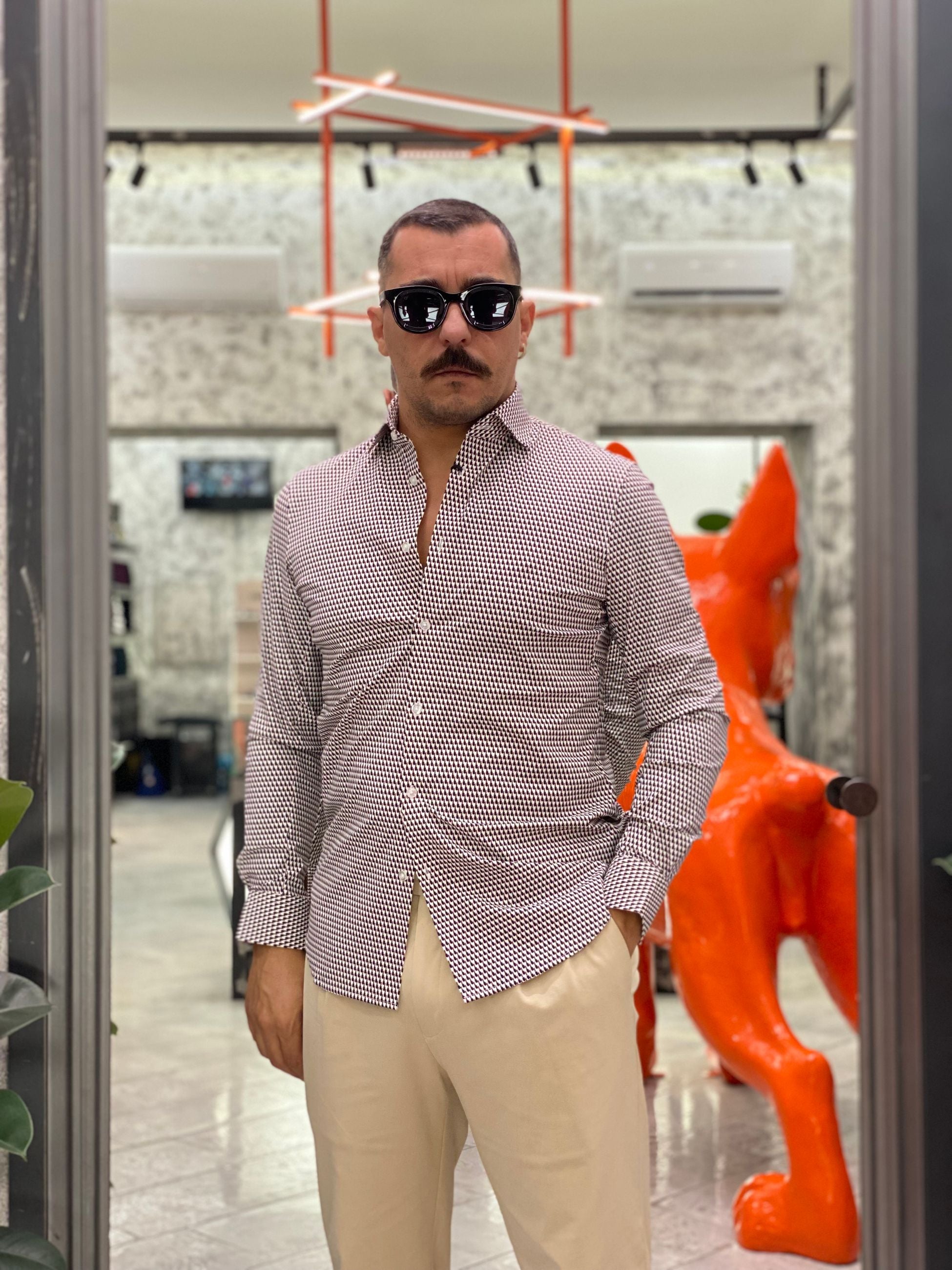 CAMICIA NO STIRO ELASTICIZZATA MICRO FANTASIA - SLIM FIT CI1072SS