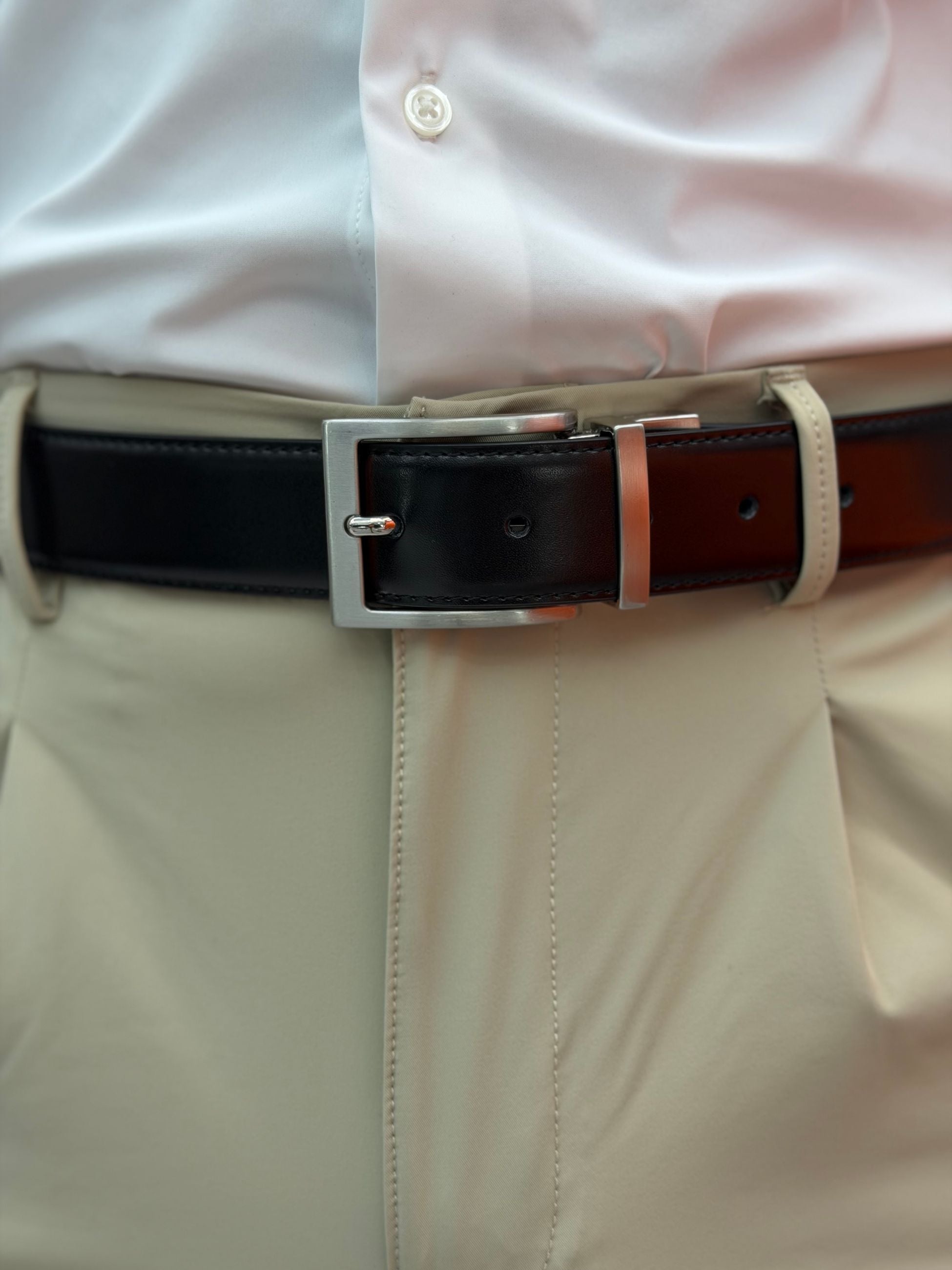 CINTURA DOUBLE IN PELLE LUCIDA CT283SS.NE/TE