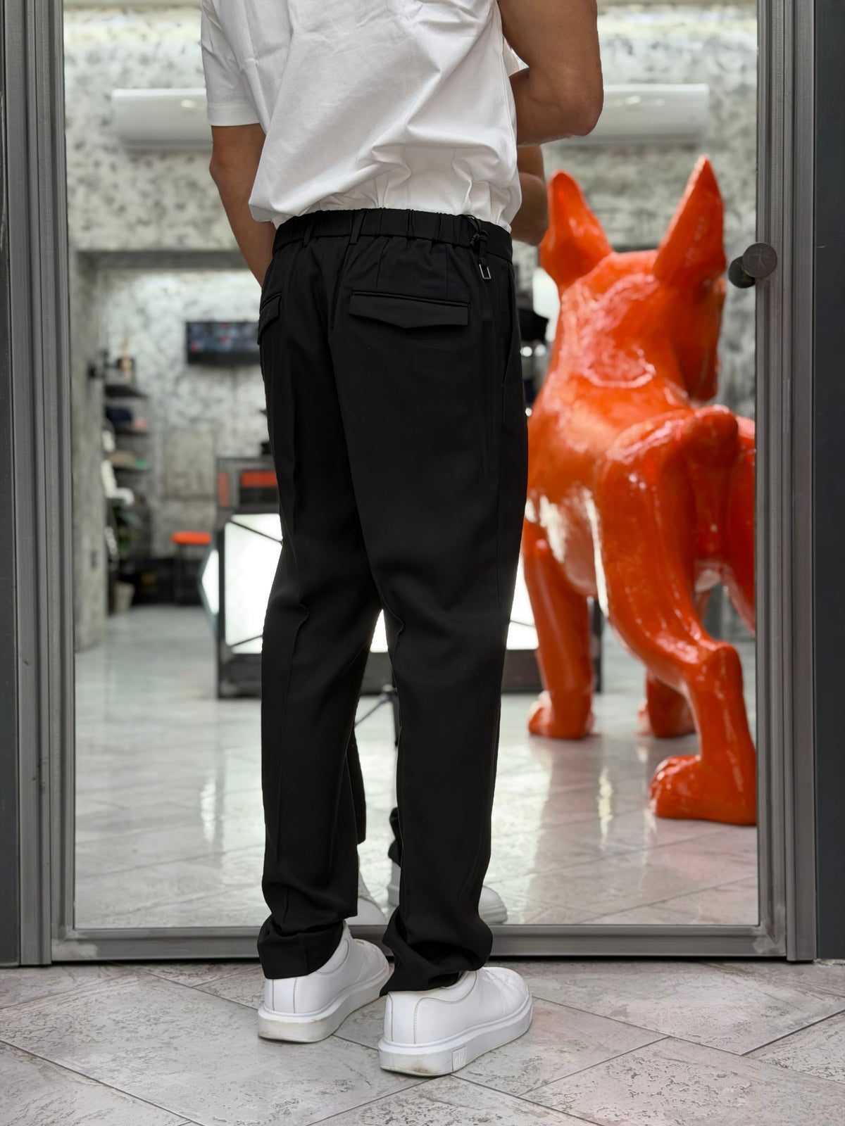 PANTALACCIO DA COMPLETO IN TESSUTO ELEGANTE CON PINCE ED ELASTICO SUL RETRO - COMFORT FIT PSI1572SS.NER
