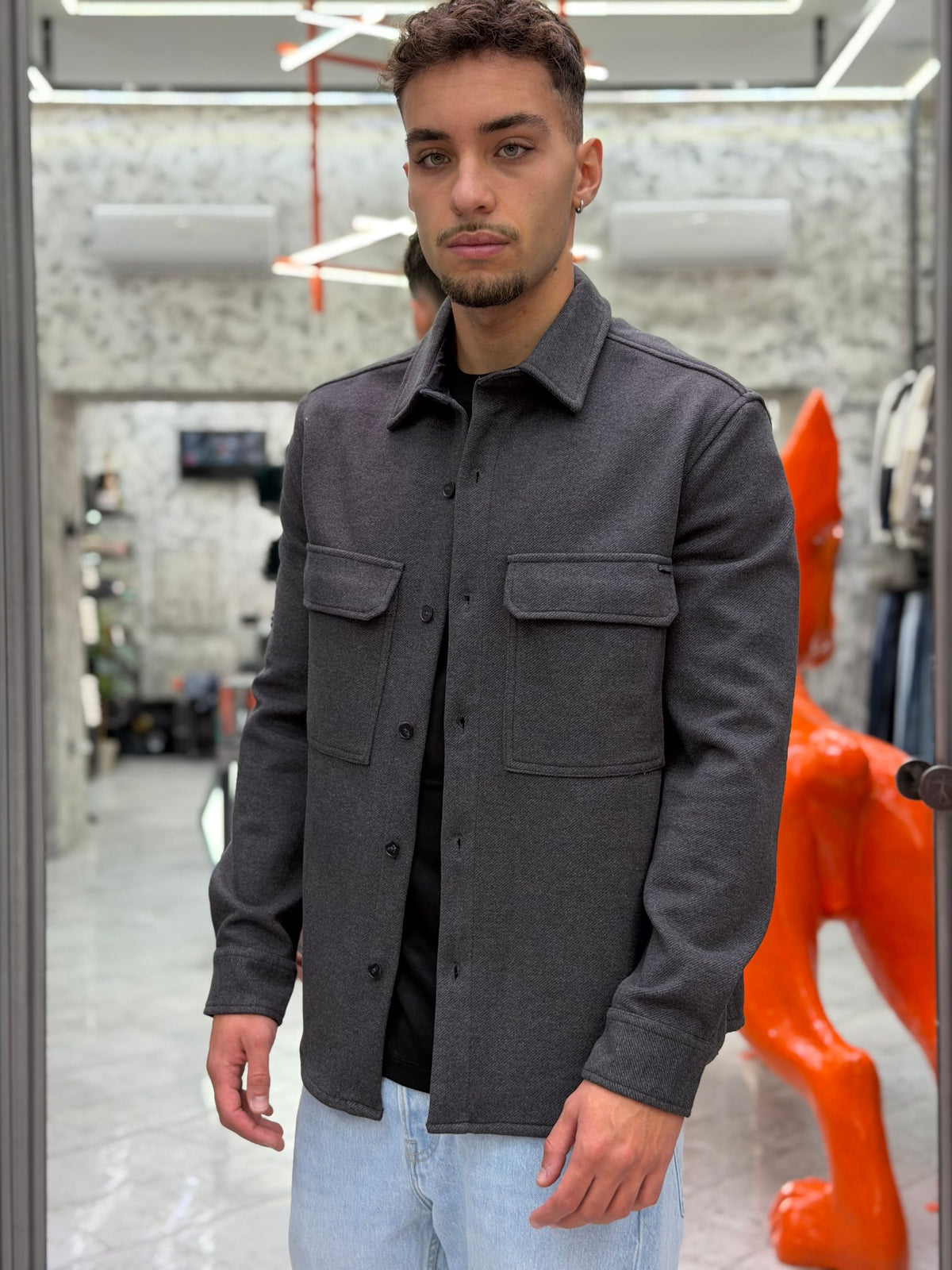 OVERSHIRT IN CALDO COTONE CON TASCONI A TOPPA - COMFORT FIT GL607PA.DGR