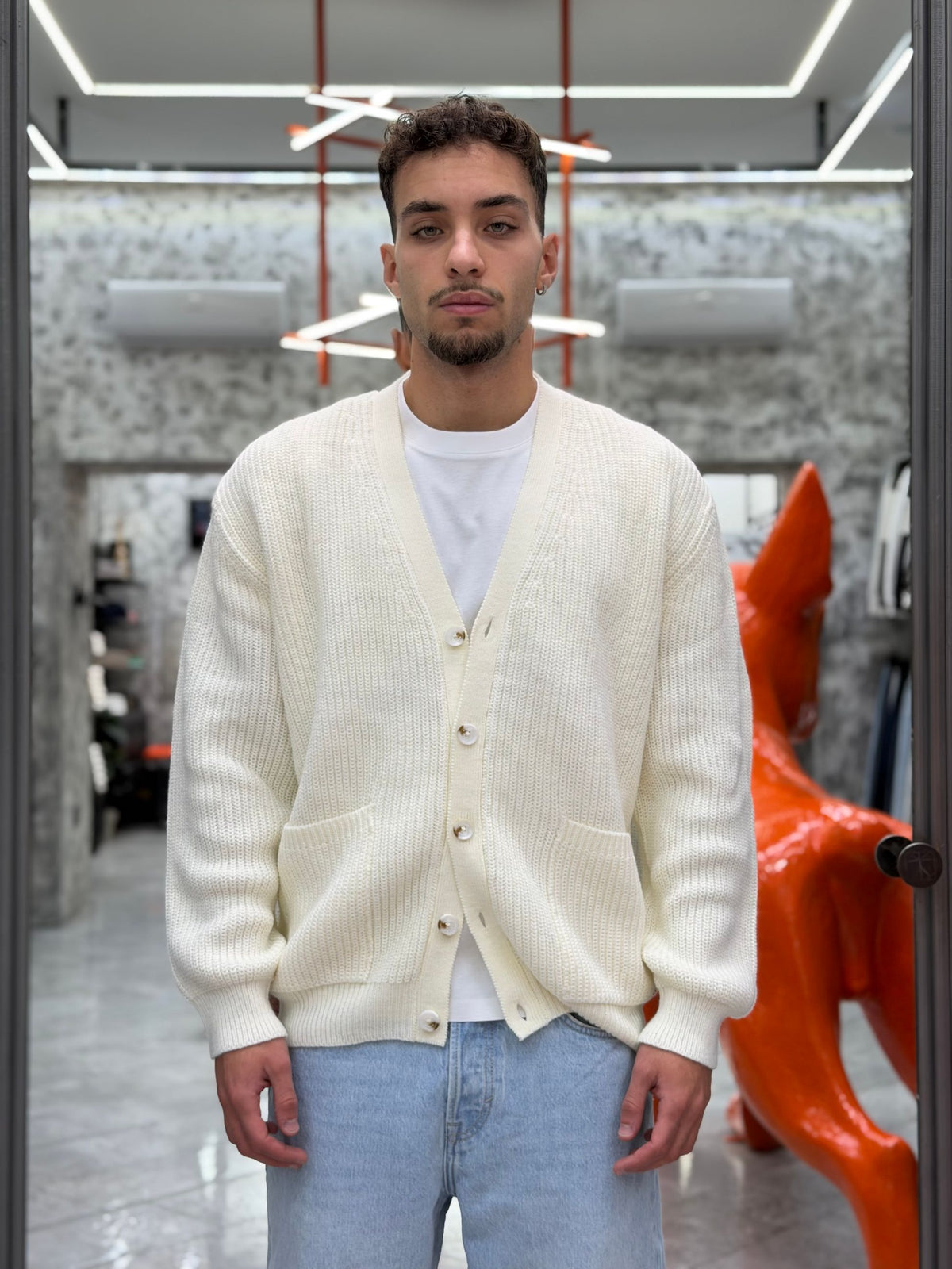 CARDIGAN IN MISTO LANA FINEZZA 10 COSTA INGLESE CON TASCHE A TOPPA - REGULAR FIT MK2900051.LAT