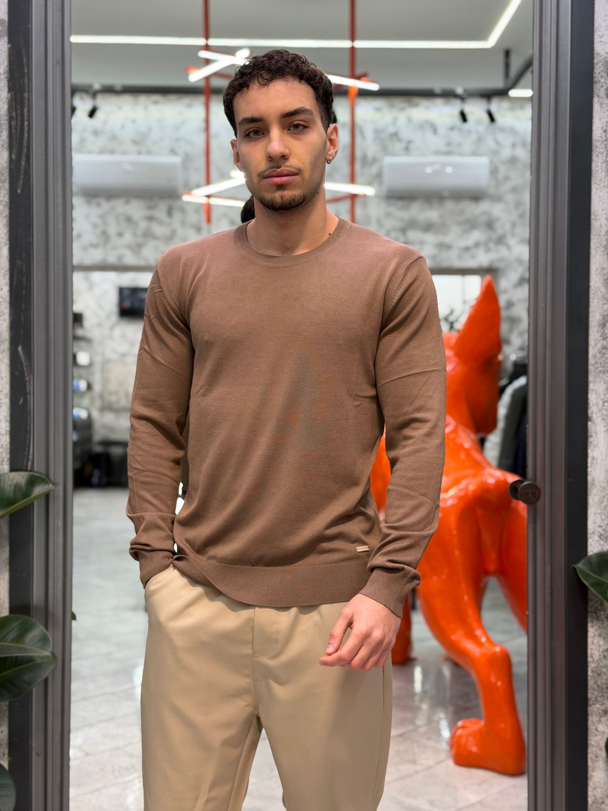 MAGLIA GIROCOLLO IN FILO CON POLSINI E VITA ELASTICIZZATA - REGULAR FIT GL512S-S26.TAB