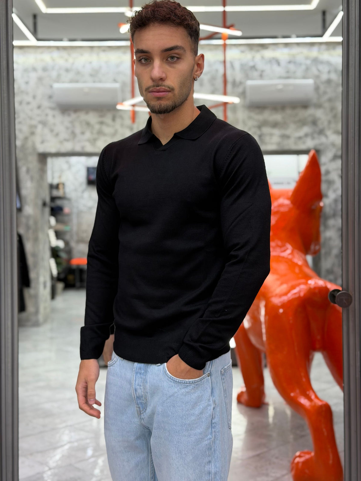 POLO RUGBY MANICA LUNGA BASIC IN MORBIDA VISCOSA - REGULAR FIT MI3336SS.NER