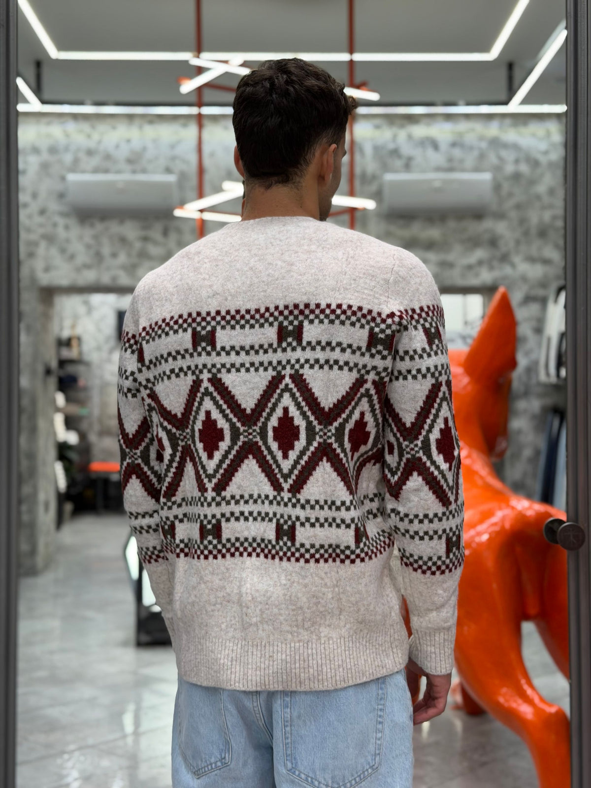 MAGLIA GIROCOLLO FINEZZA 7 MOULINE' JACQUARD ETNICO - REGULAR FIT MK2900073.LAT