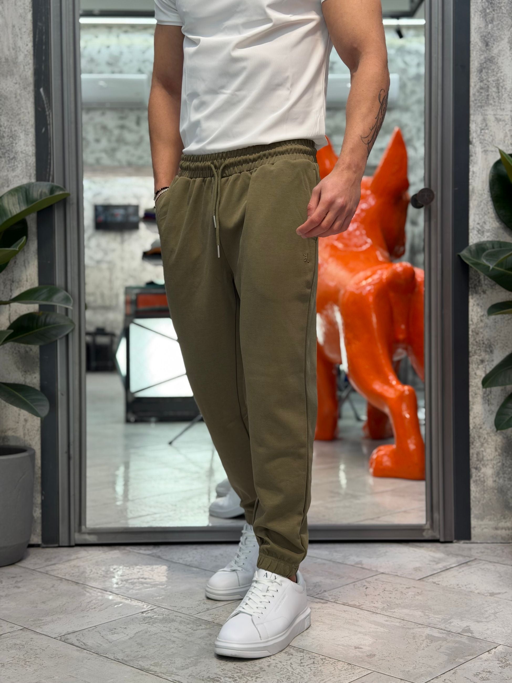 PANTALONE IN FELPA GARZATA CON COULISSE IN VITA ED ELASTICO AL FONDO - REGULAR FIT GL2126F-S26.VMIL