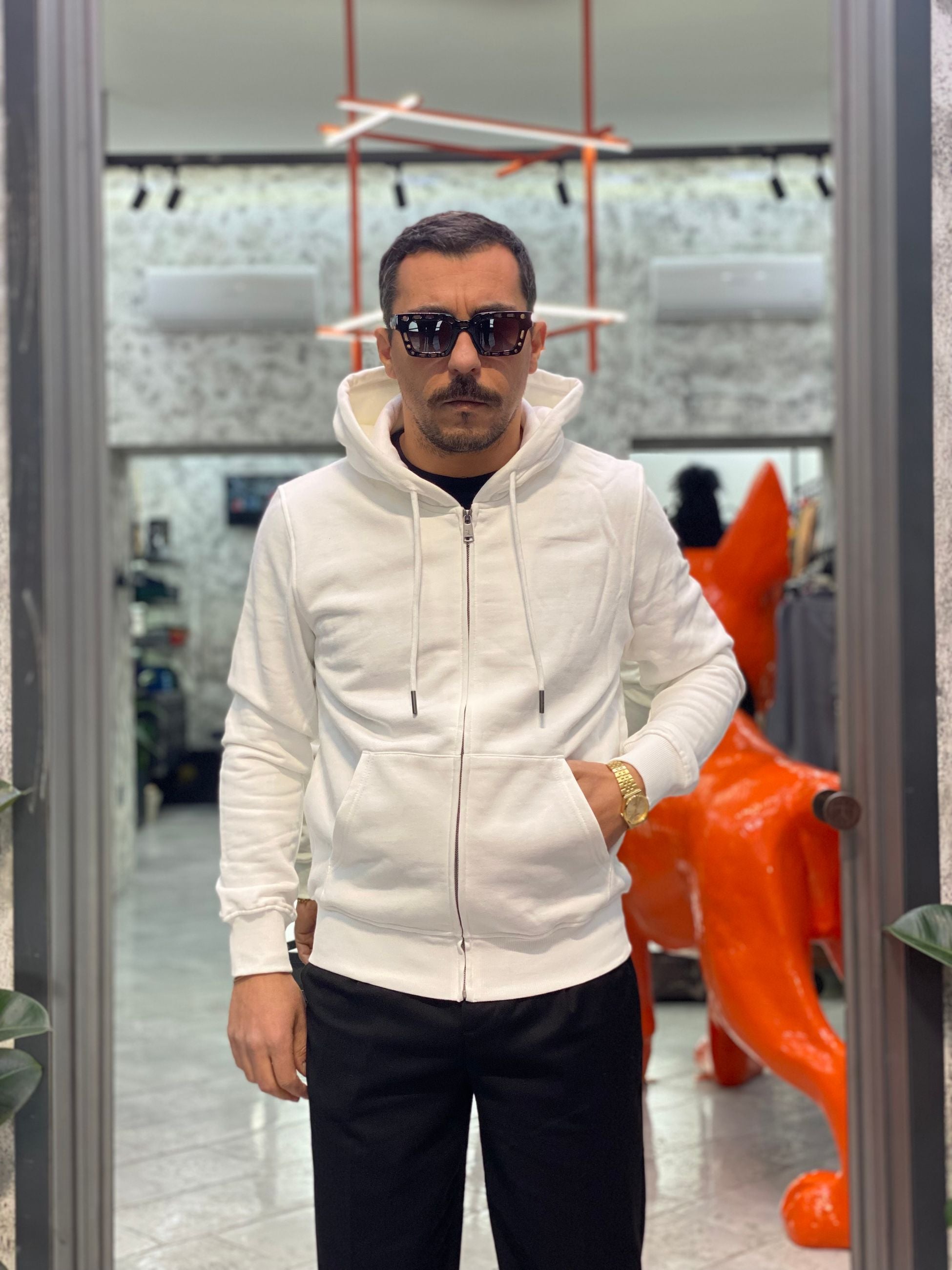 FELPA ZIP CON CAPPUCCIO BASIC - REGULAR FIT GL2243F-F25.BIA