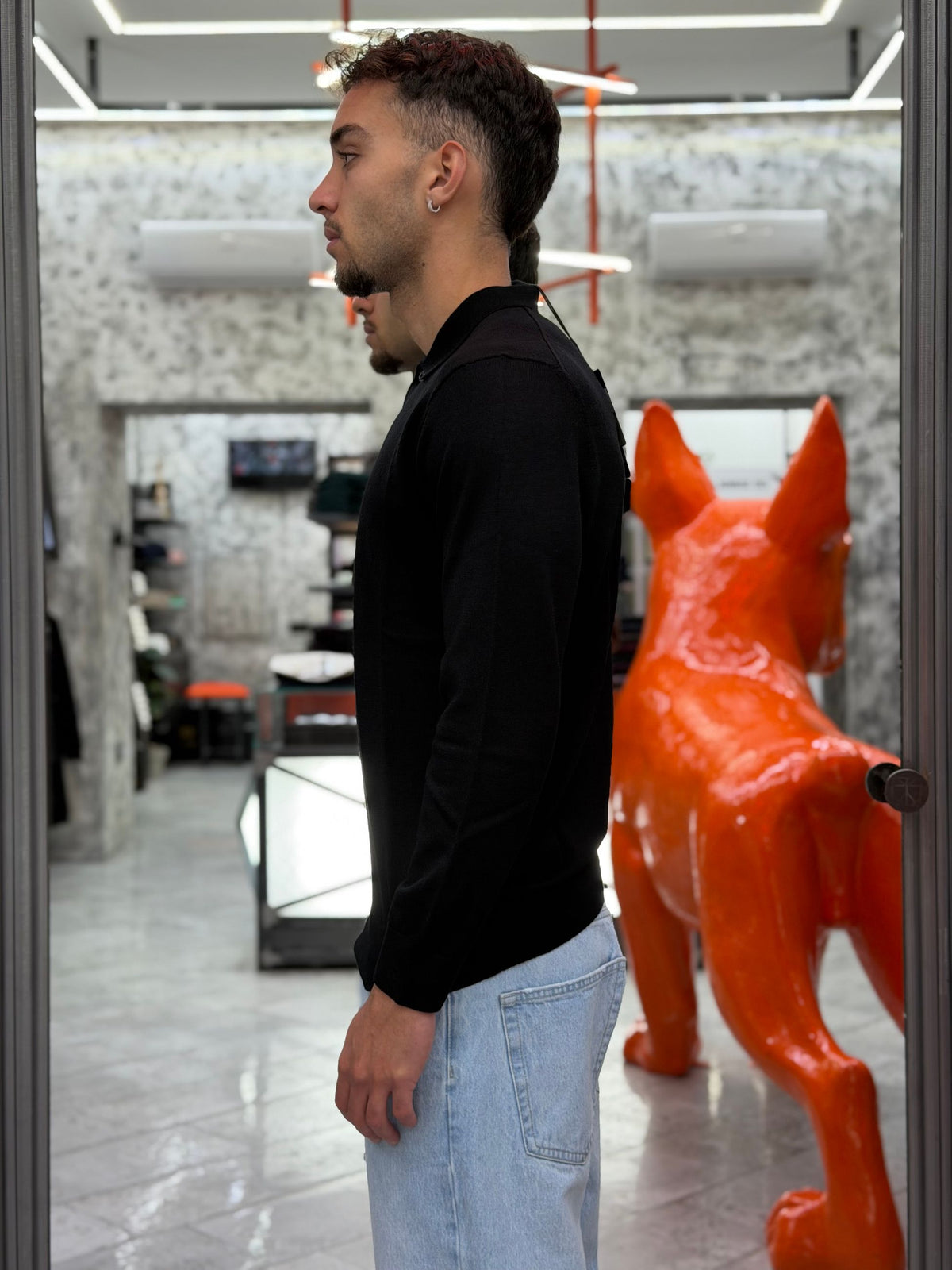 POLO MANICA LUNGA IN 100% LANA MERINO EXTRAFINE - REGULAR FIT MI3509SS.NER