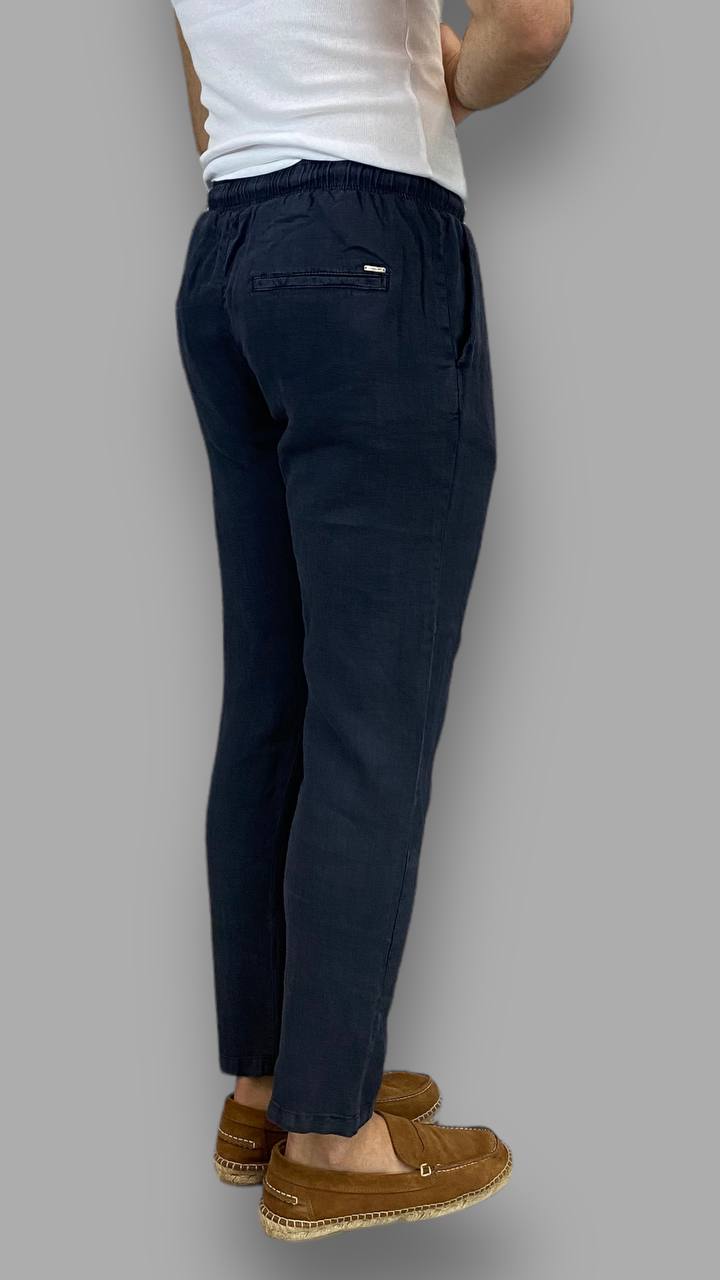 PANTALACCIO IN 100% LINO CON ACCESSORIO CATENA REMOVIBILE - RELAXED FIT