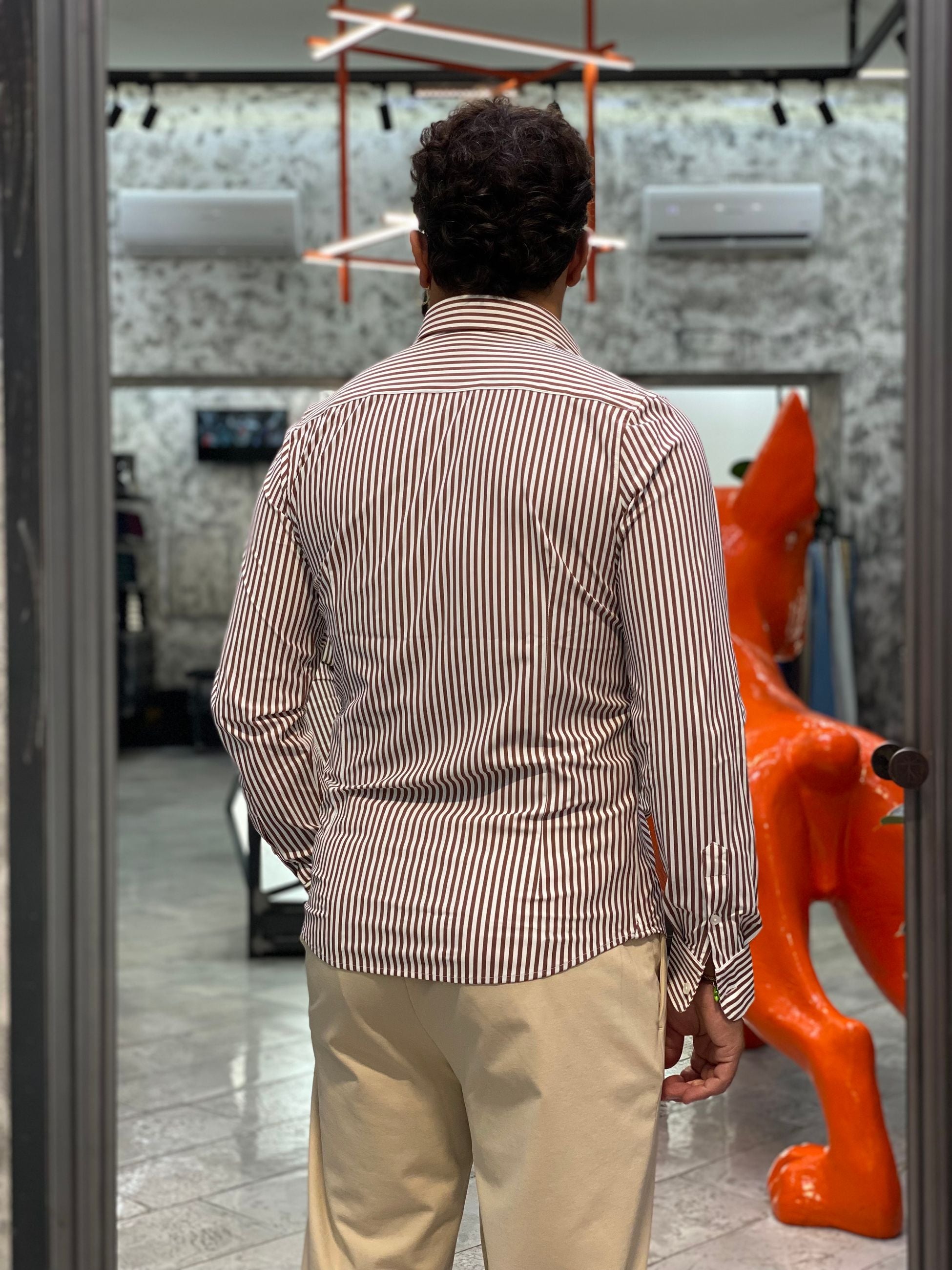 CAMICIA NO STIRO CON COLLO FRANCESE E RIGA LARGA - SLIM FIT MK9930024.MOR