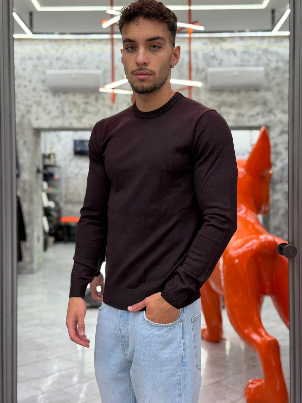 MAGLIA GIROCOLLO BASIC IN MORBIDA VISCOSA - REGULAR FIT MI3330SS.MEL