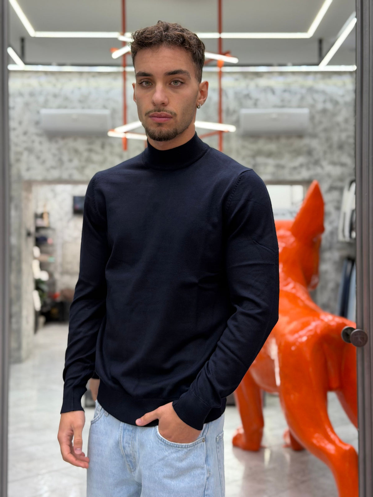 MAGLIA LUPETTO FINEZZA 12 IN MORBIDA VISCOSA - SLIM FIT MK20012-26.BLU