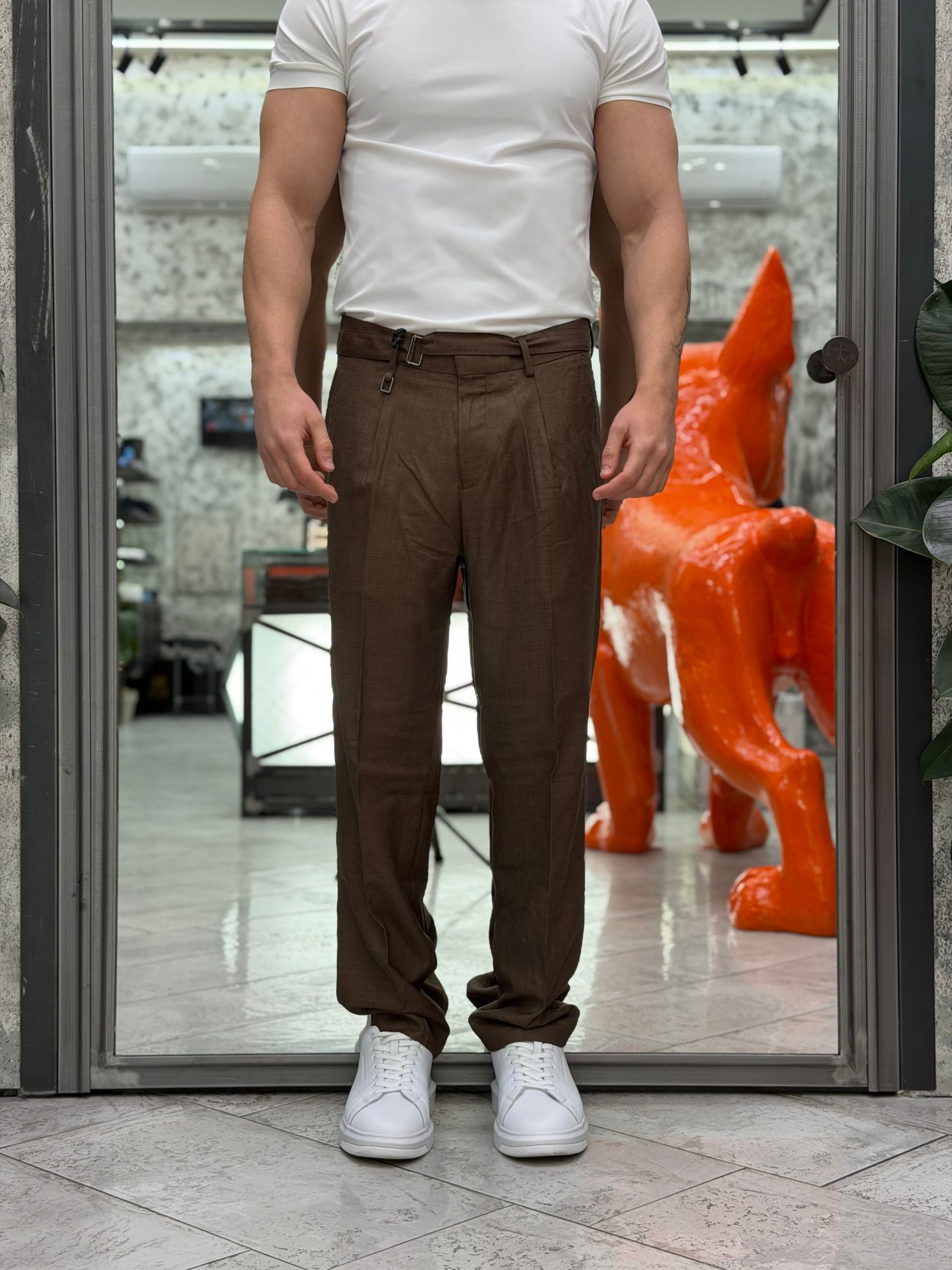 PANTALONE DA COMPLETO TASCA AMERICA CON CINTURINO IN VITA - REGULAR FIT PSE1518SS.MOK