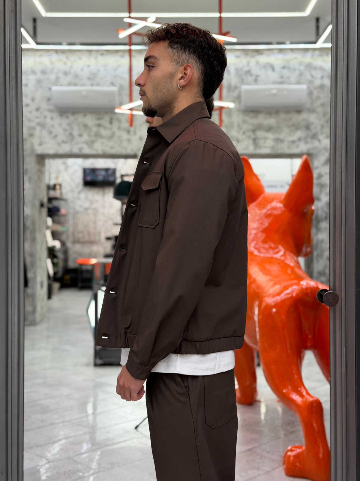 OVERJACKET IN TESSUTO ELEGANTE CON TASCHE A TOPPA E TRAPUNTA ALL'INTERNO - REGULAR FIT GBI1156SS.MOR