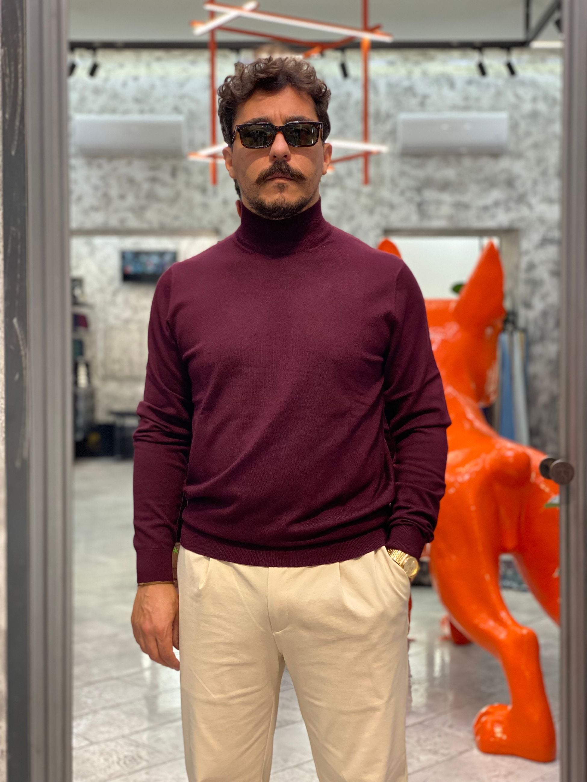 MAGLIA LUPETTO FINEZZA 12 IN MORBIDA VISCOSA - SLIM FIT MK20012-25.BOR