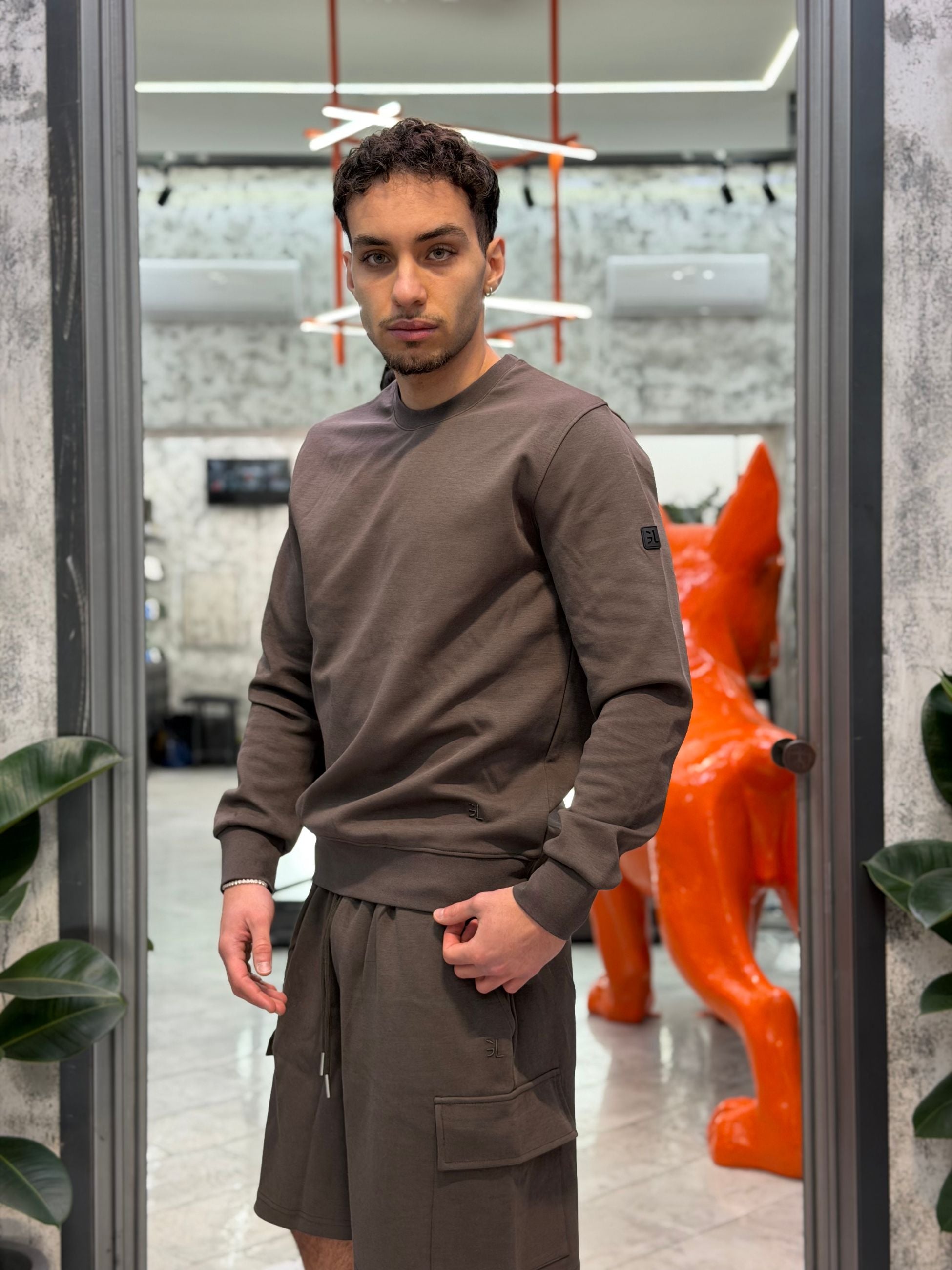 FELPA GIROCOLLO BASIC IN COTONE GARZATO - REGULAR FIT GL3001X-S26.MOR