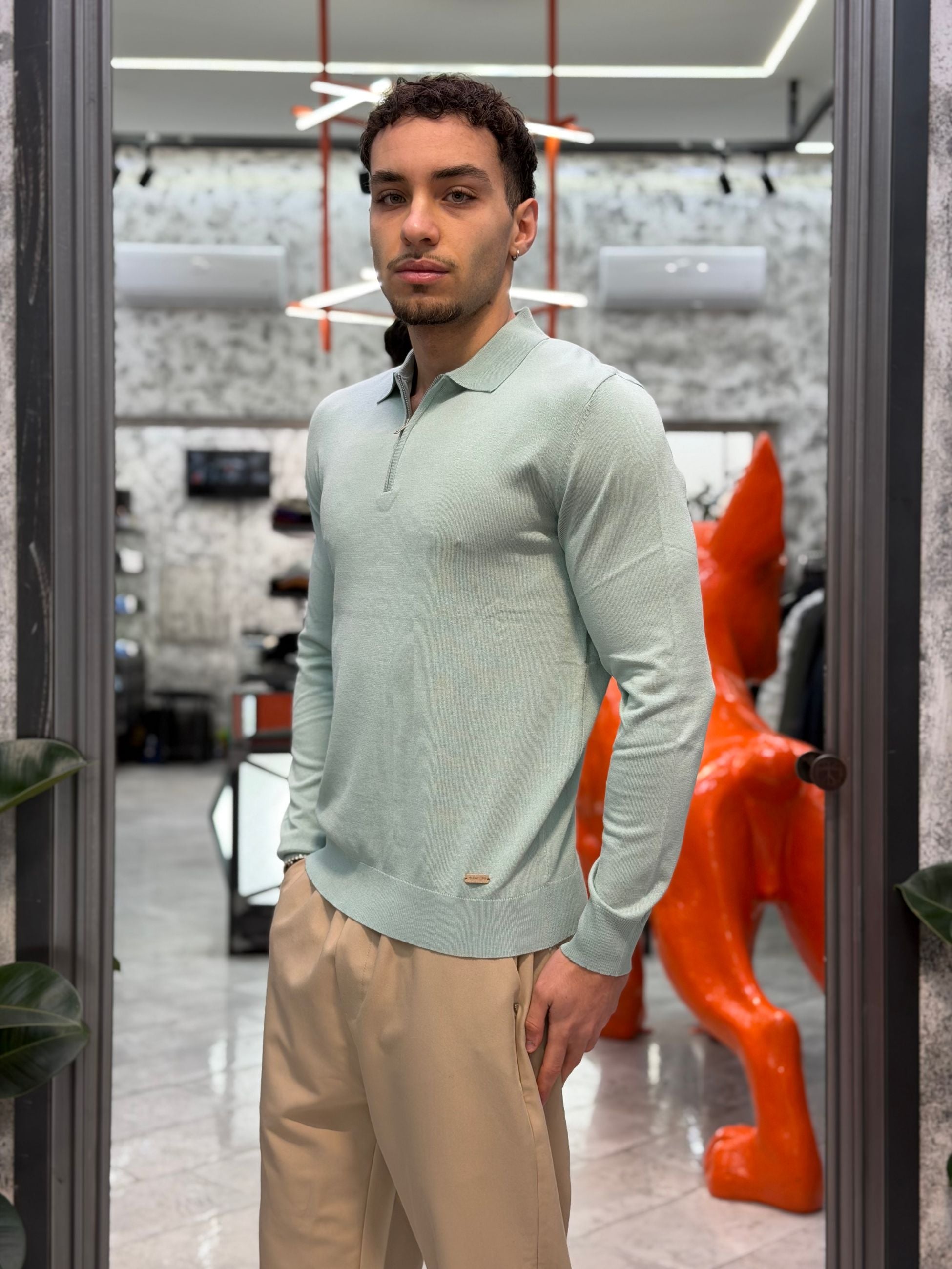 POLO MANICA LUNGA MEZZA ZIP IN LEGGERA VISCOSA - REGULAR FIT GL35205-S26.MEN